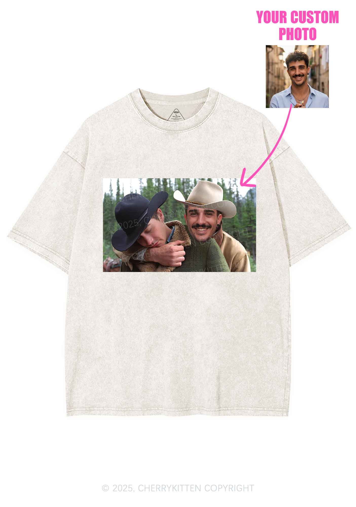 Custom Gay Cowboy Pride Y2K Shirts Washed Tee Cherrykitten - Image 4