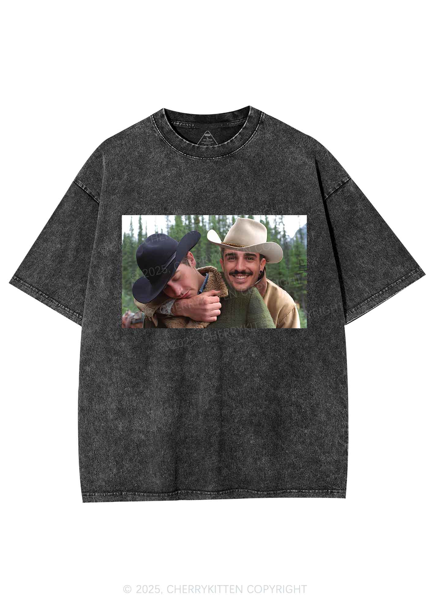 Custom Gay Cowboy Pride Y2K Shirts Washed Tee Cherrykitten - Image 5
