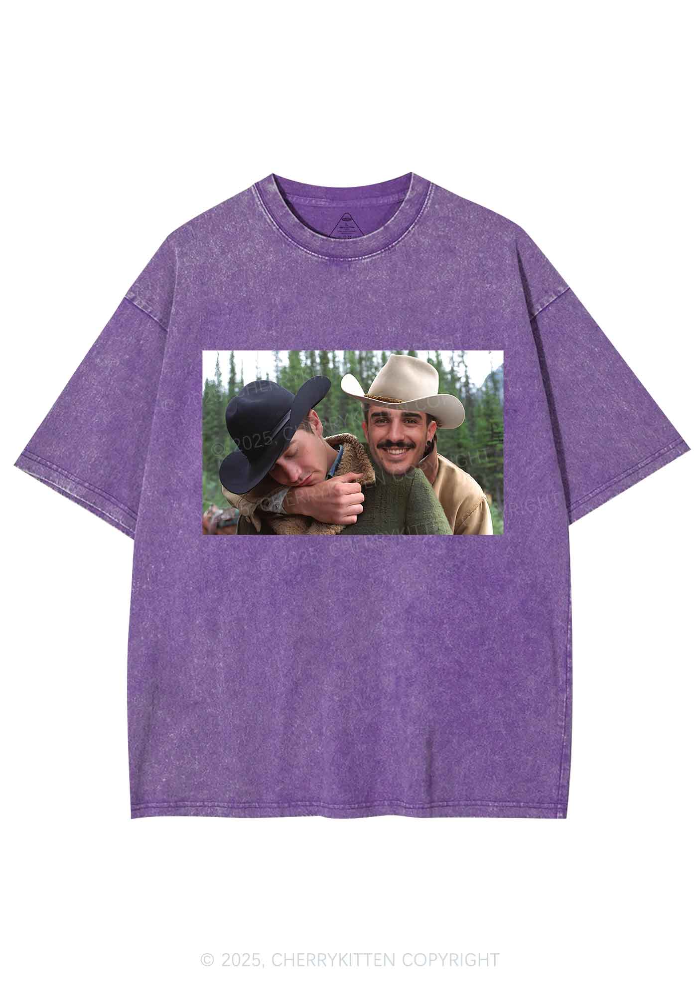 Custom Gay Cowboy Pride Y2K Shirts Washed Tee Cherrykitten - Image 6
