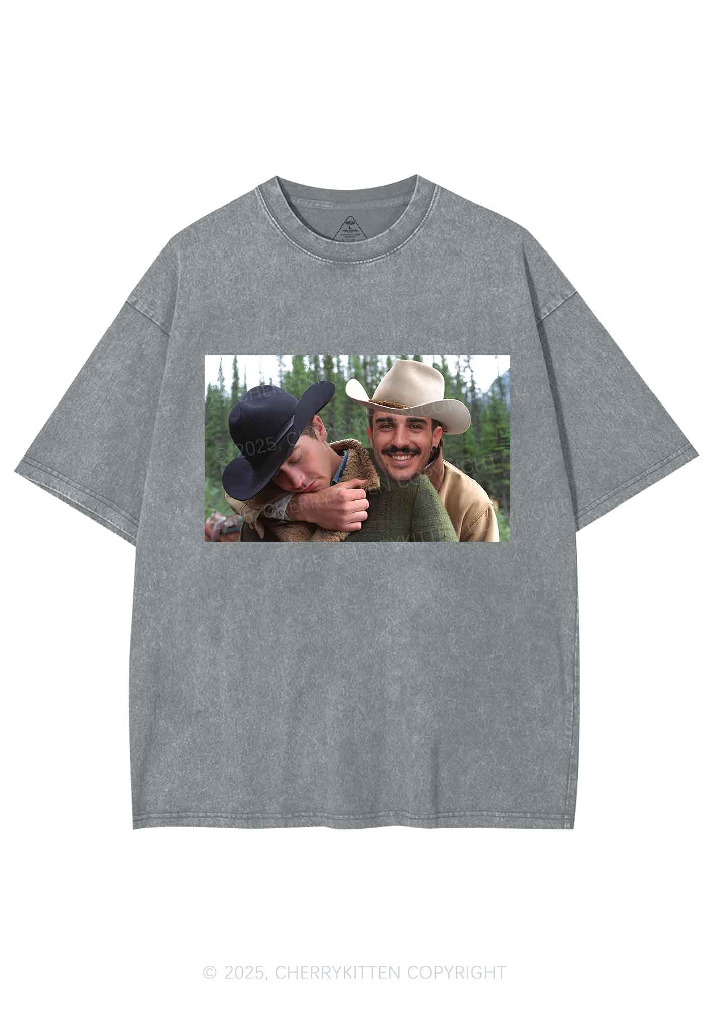 Custom Gay Cowboy Pride Y2K Shirts Washed Tee Cherrykitten - Image 7