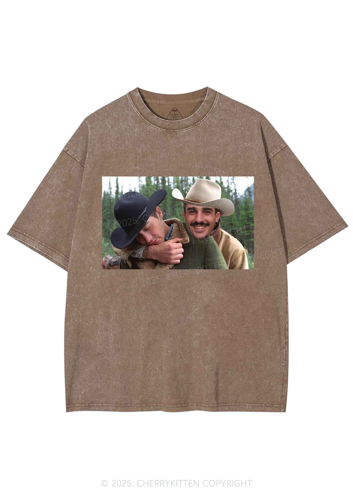 Custom Gay Cowboy Pride Y2K Shirts Washed Tee Cherrykitten - Image 8