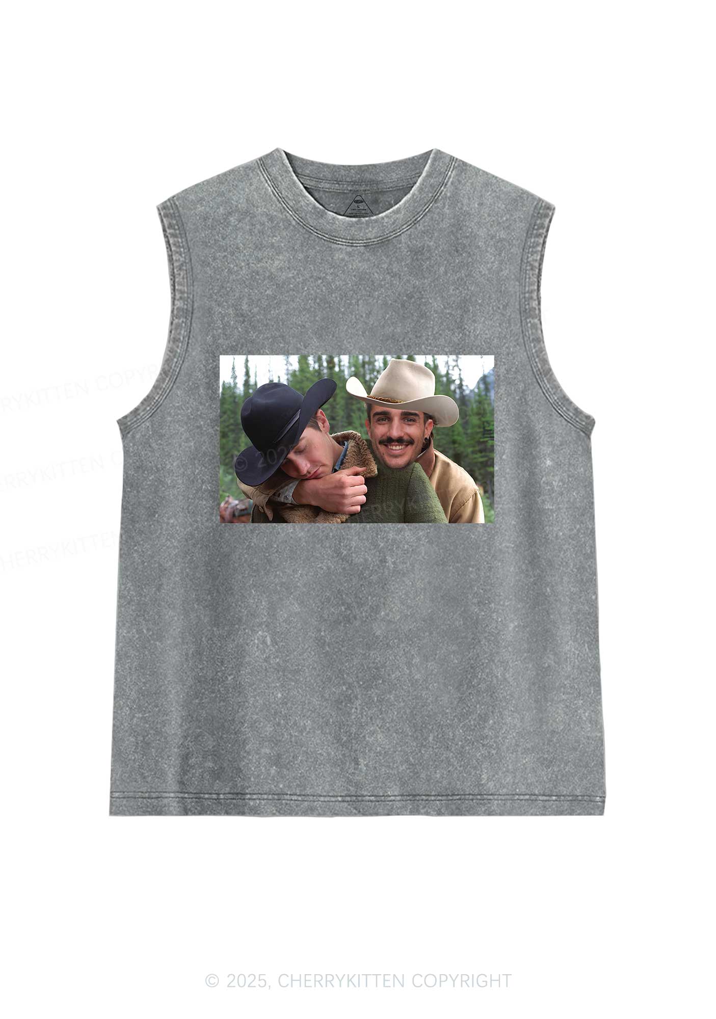 Custom Gay Cowboy Pride Y2K Washed Muscle Tank Cherrykitten - Image 7