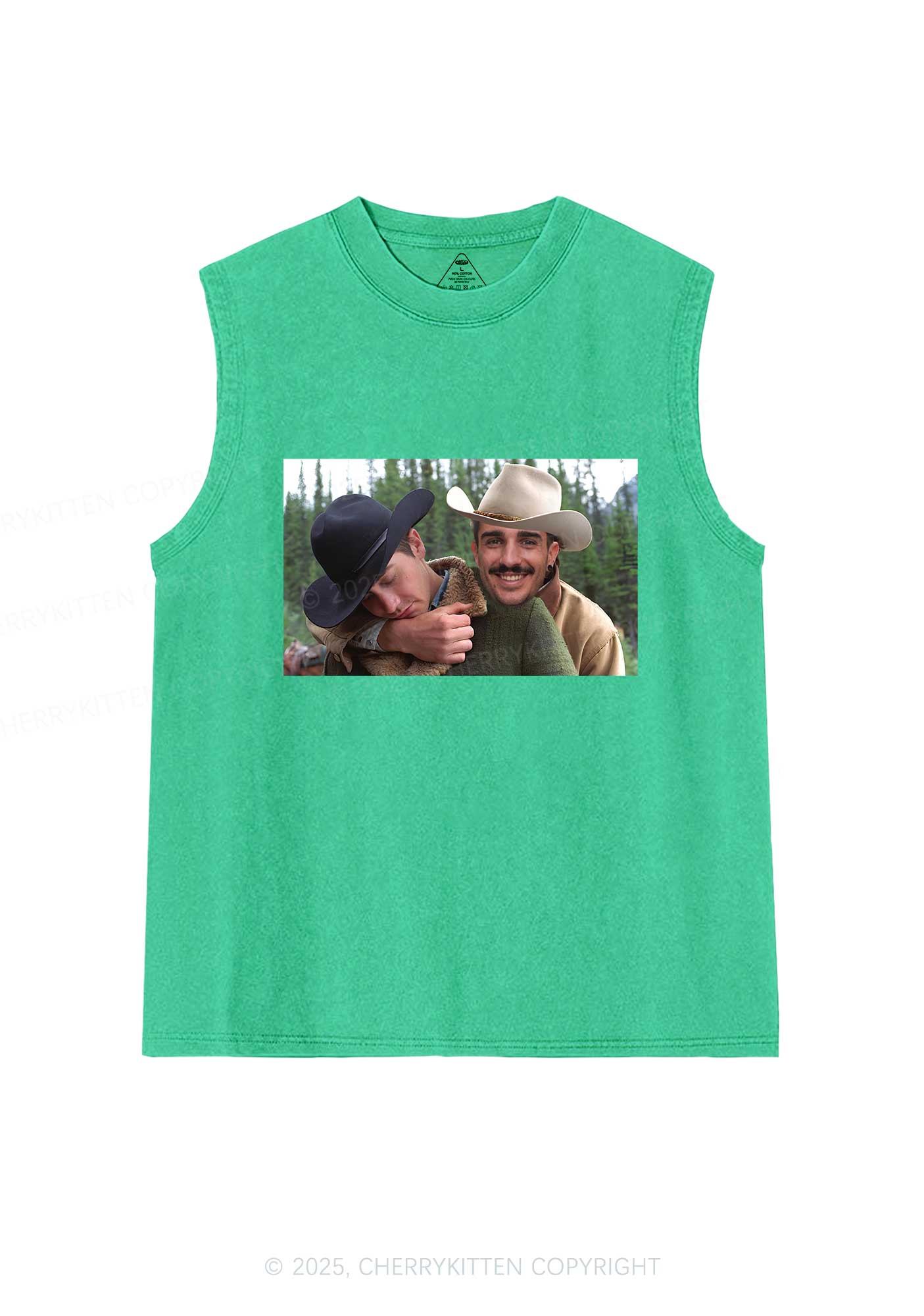 Custom Gay Cowboy Pride Y2K Washed Muscle Tank Cherrykitten - Image 8