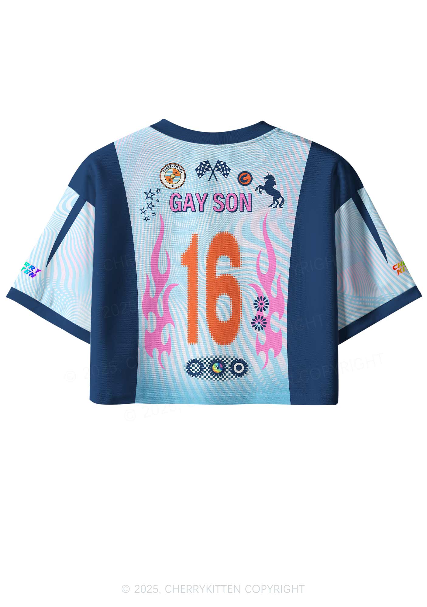 Custom Gay Son Pride Y2K Crop Sport Jersey Shirts Cherrykitten - Image 2