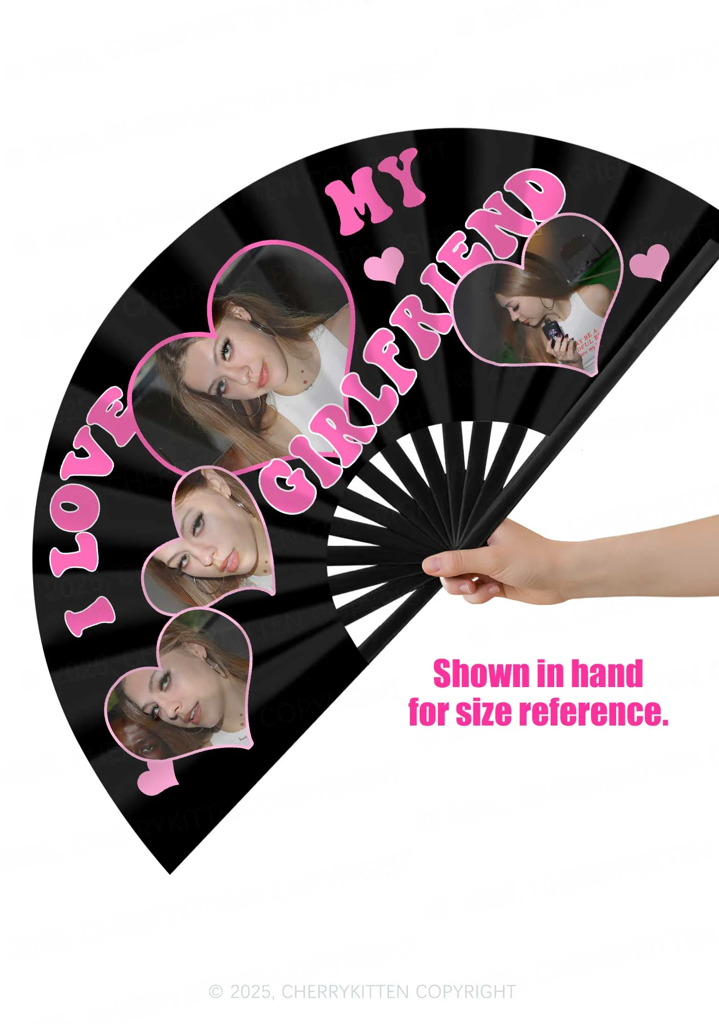 Custom GF BF Photo Valentine's Day Y2K Rave Hand Fan Cherrykitten - Image 2