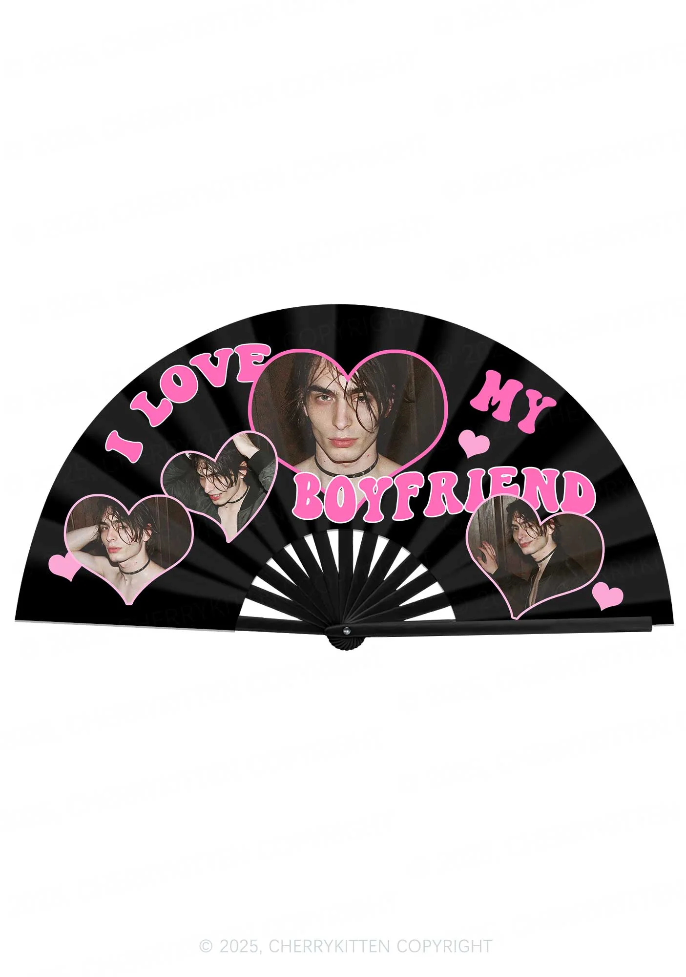 Custom GF BF Photo Valentine's Day Y2K Rave Hand Fan Cherrykitten - Image 3