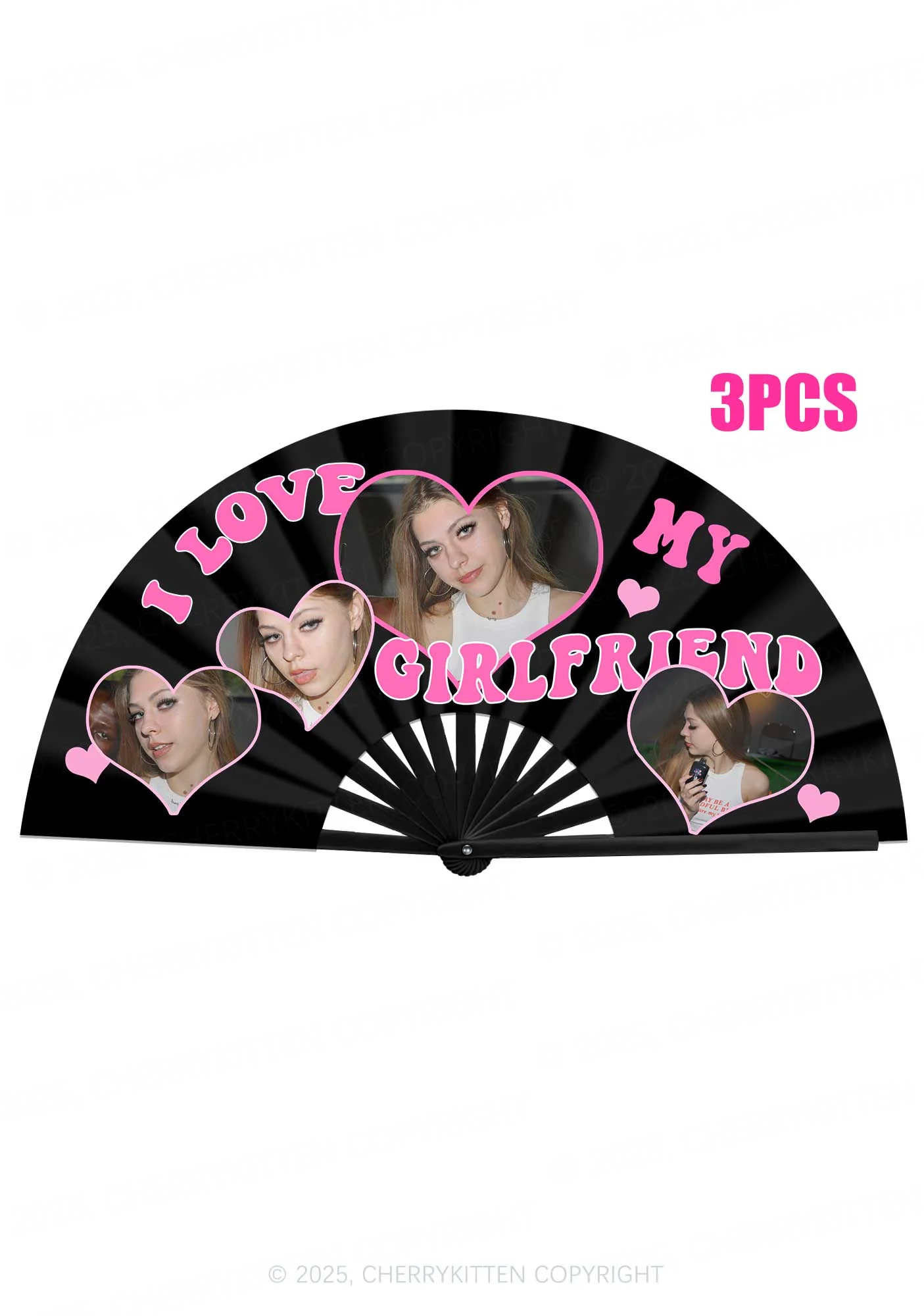 Custom GF BF Photo Valentine's Day Y2K Rave Hand Fan Cherrykitten - Image 4