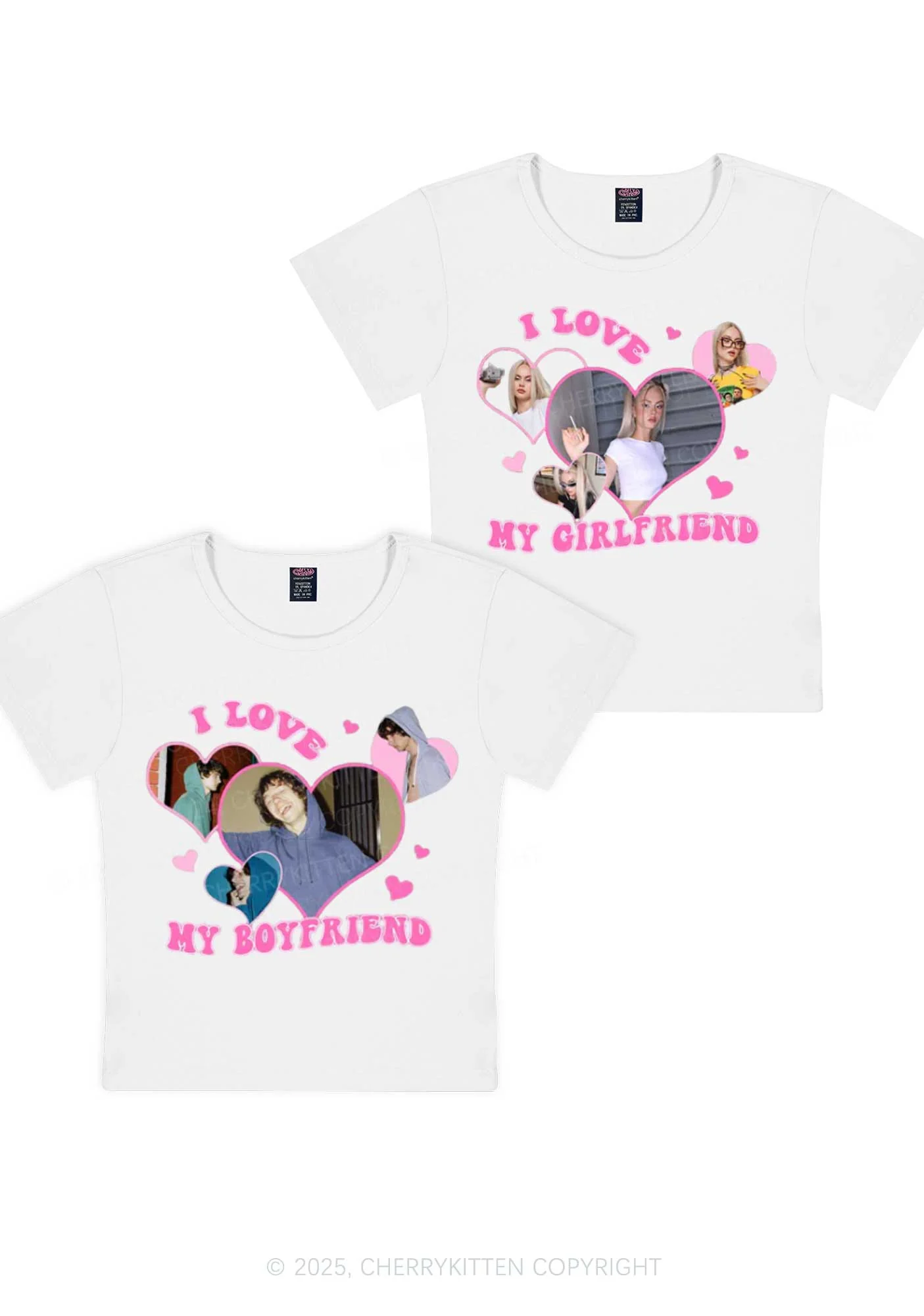 Custom GF BF Photo Y2K Valentine's Day Baby Tee Cherrykitten - Image 2