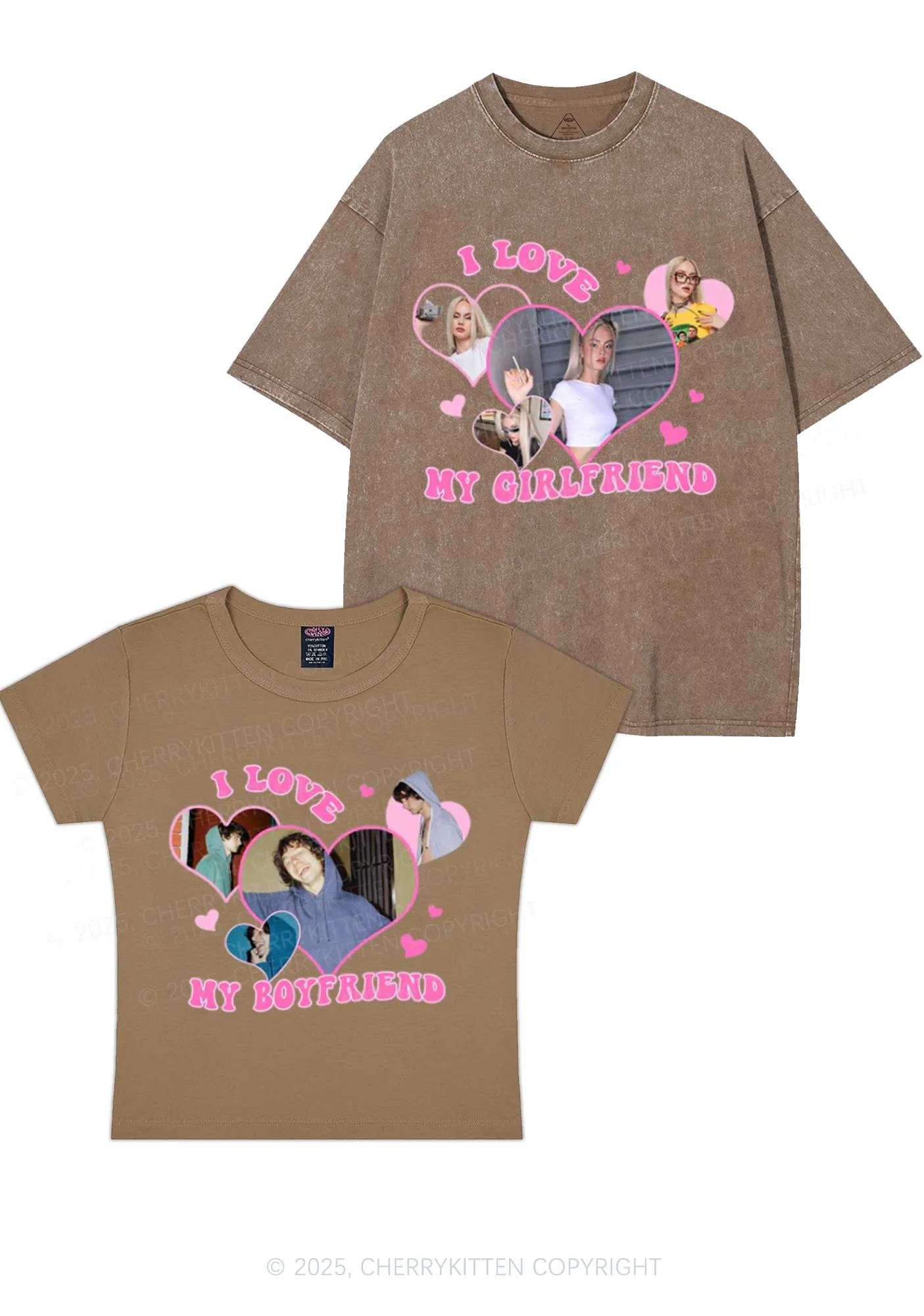 Custom GF BF Photo Y2K Valentine's Day Couple Shirt Cherrykitten - Image 7
