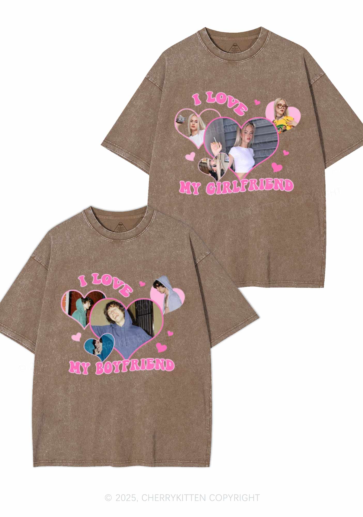Custom GF BF Photo Y2K Valentine's Day Washed Tee Cherrykitten - Image 5