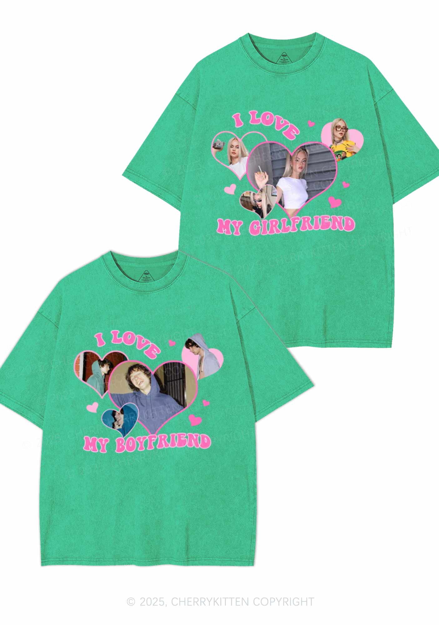 Custom GF BF Photo Y2K Valentine's Day Washed Tee Cherrykitten - Image 7