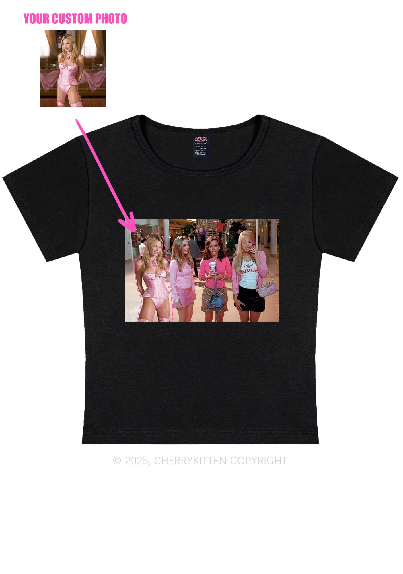 Custom Girls Movie Y2K Baby Tee Cherrykitten - Image 3