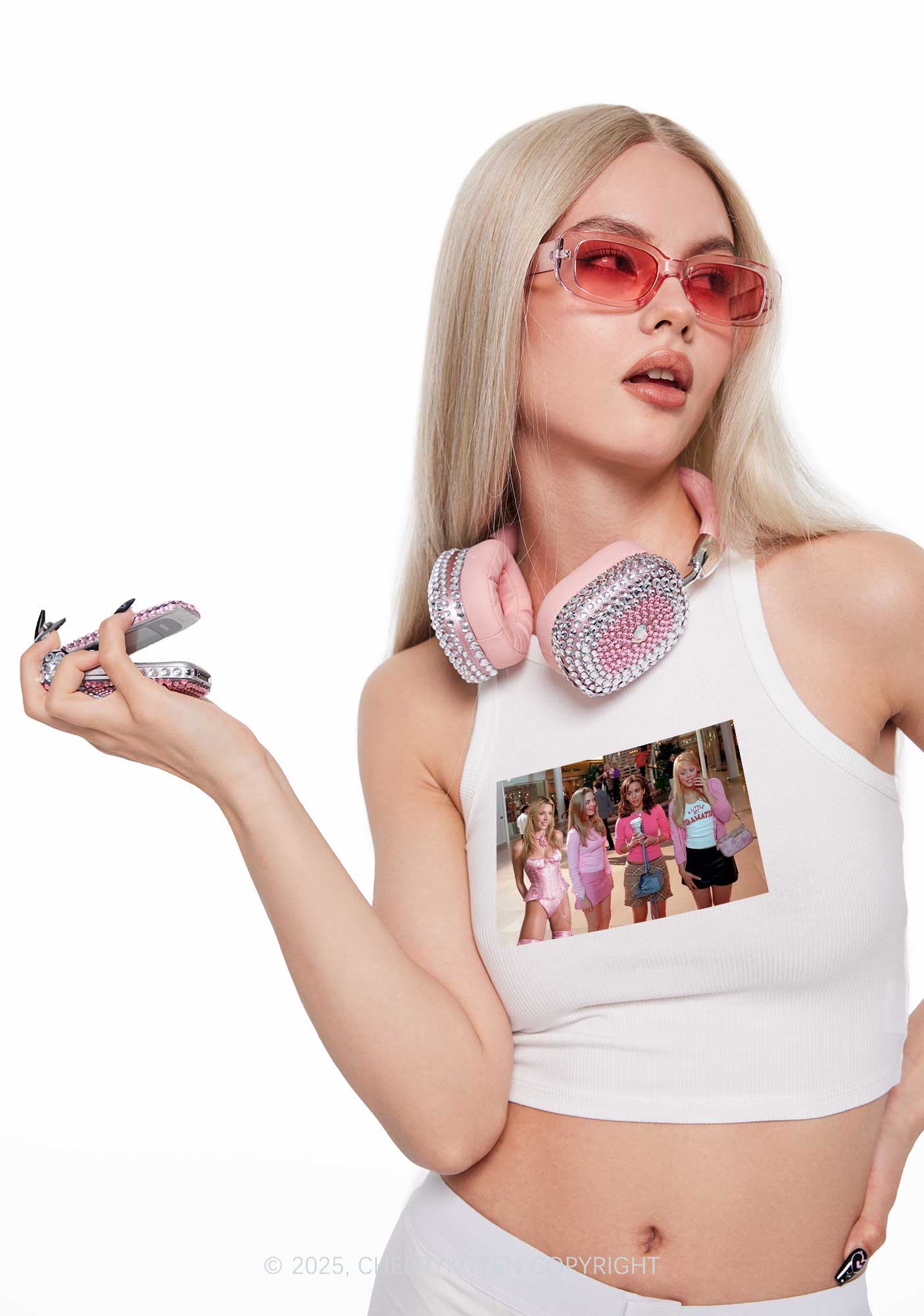 Custom Girls Movie Y2K Crop Tank Top Cherrykitten - Image 2