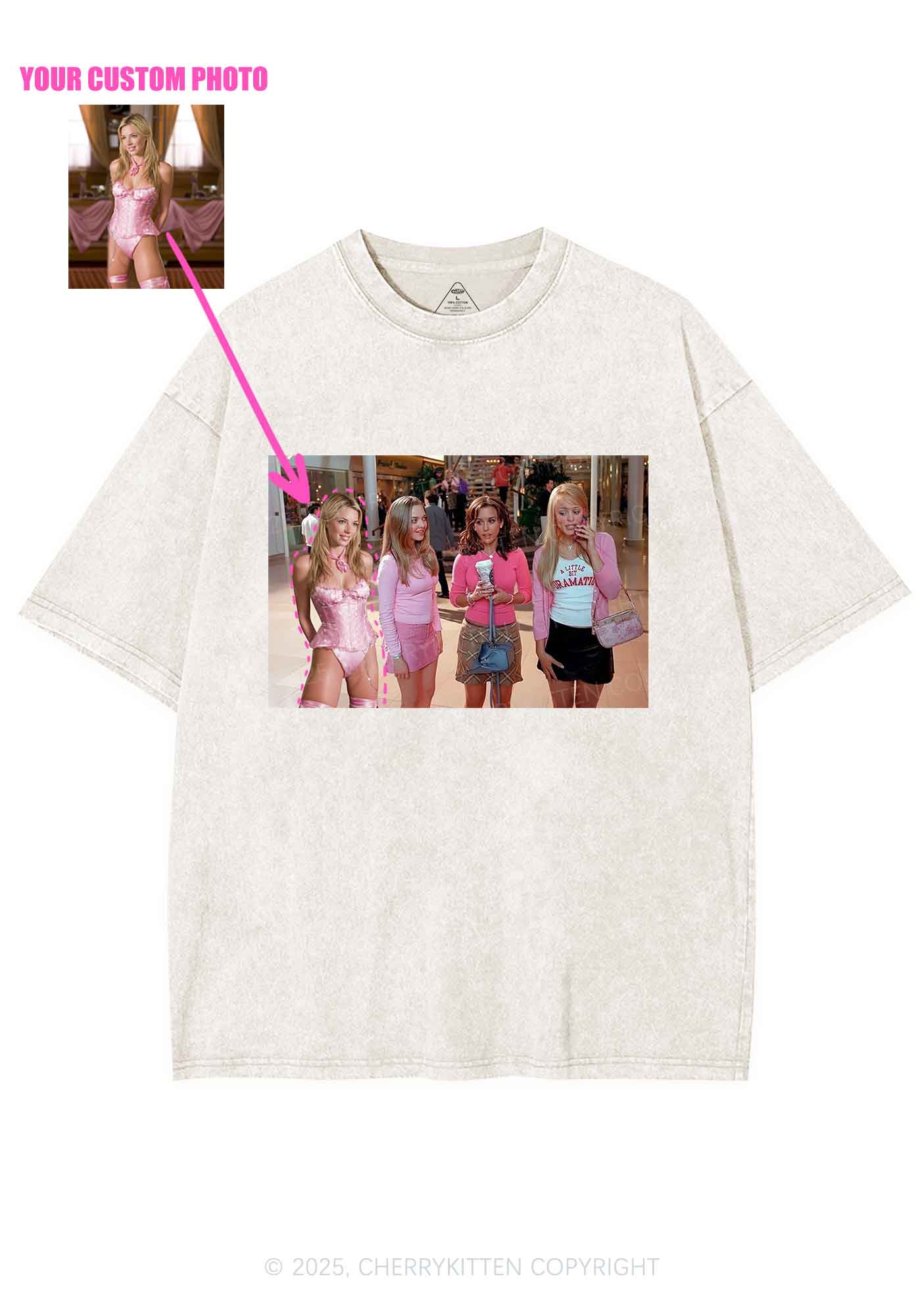 Custom Girls Movie Y2K Shirts Washed Tee Cherrykitten - Image 3