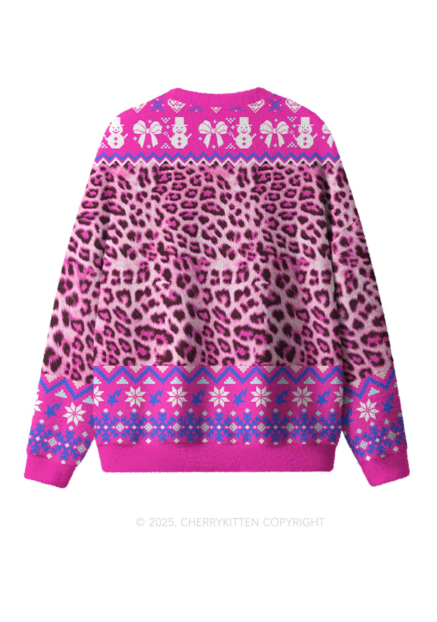 Custom Girls Photo Y2K Christmas Knit Sweatshirt Cherrykitten - Image 2