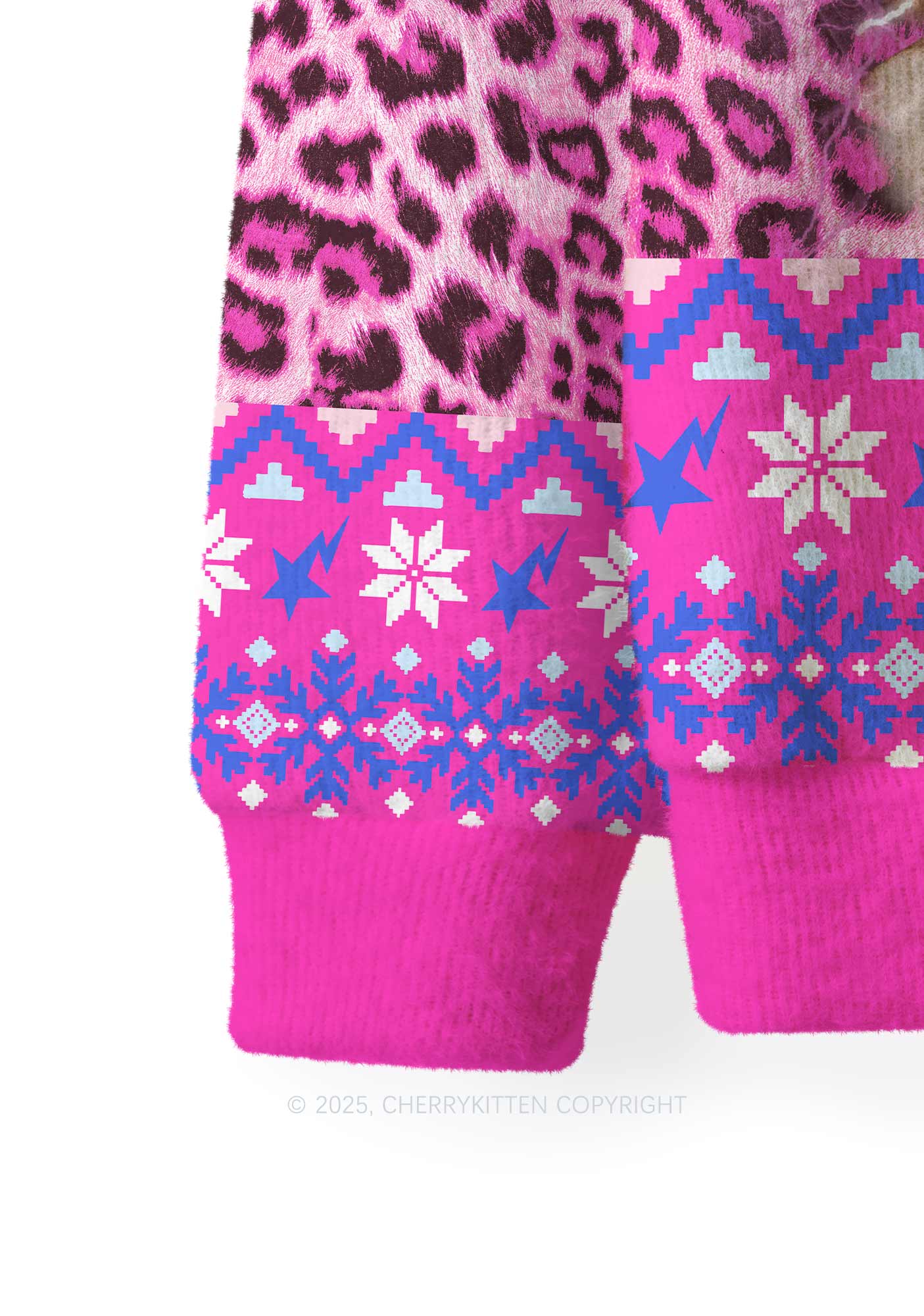 Custom Girls Photo Y2K Christmas Knit Sweatshirt Cherrykitten - Image 3