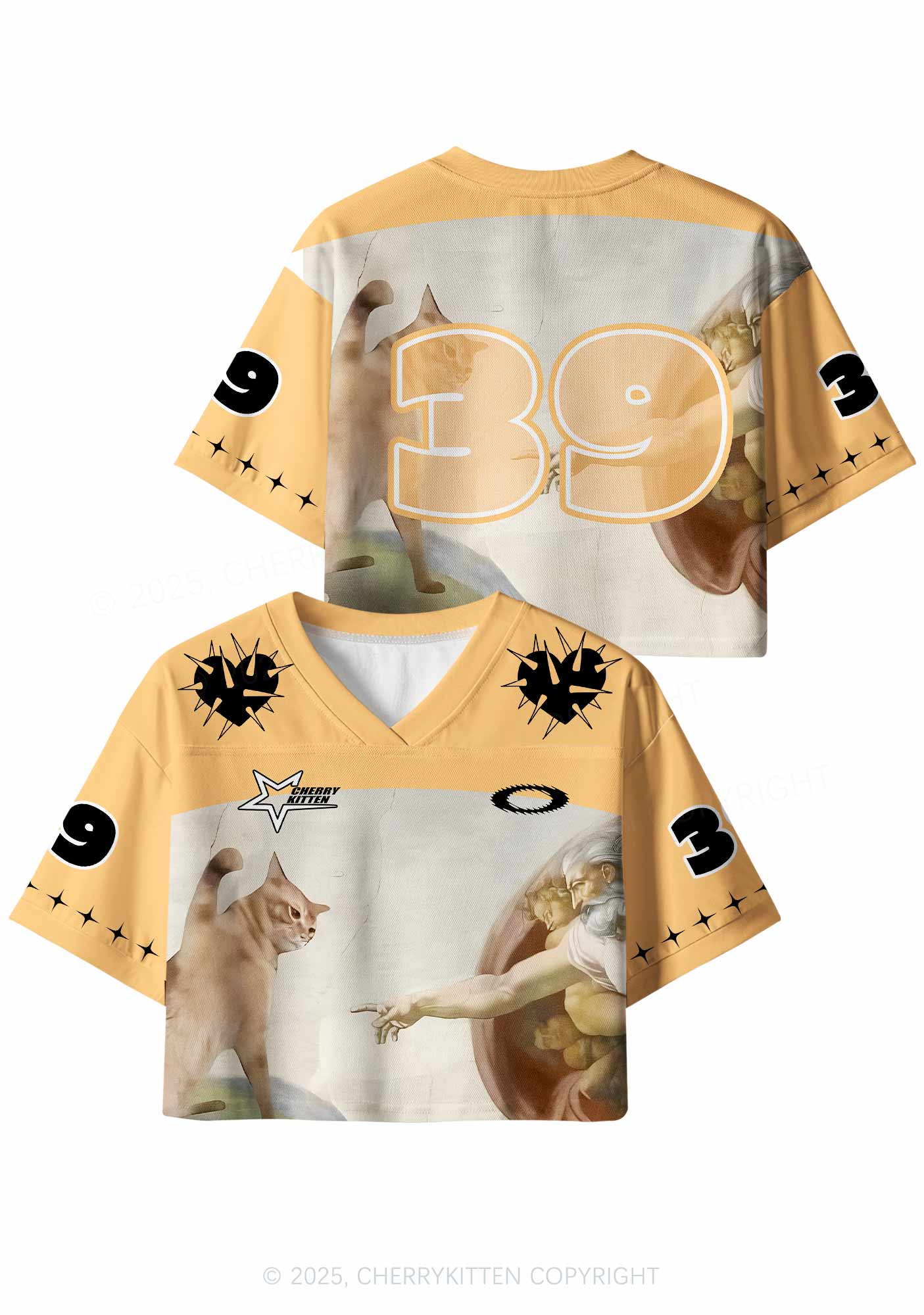 Custom God Give Cat Y2K Crop Sport Jersey Shirts Cherrykitten - Image 3