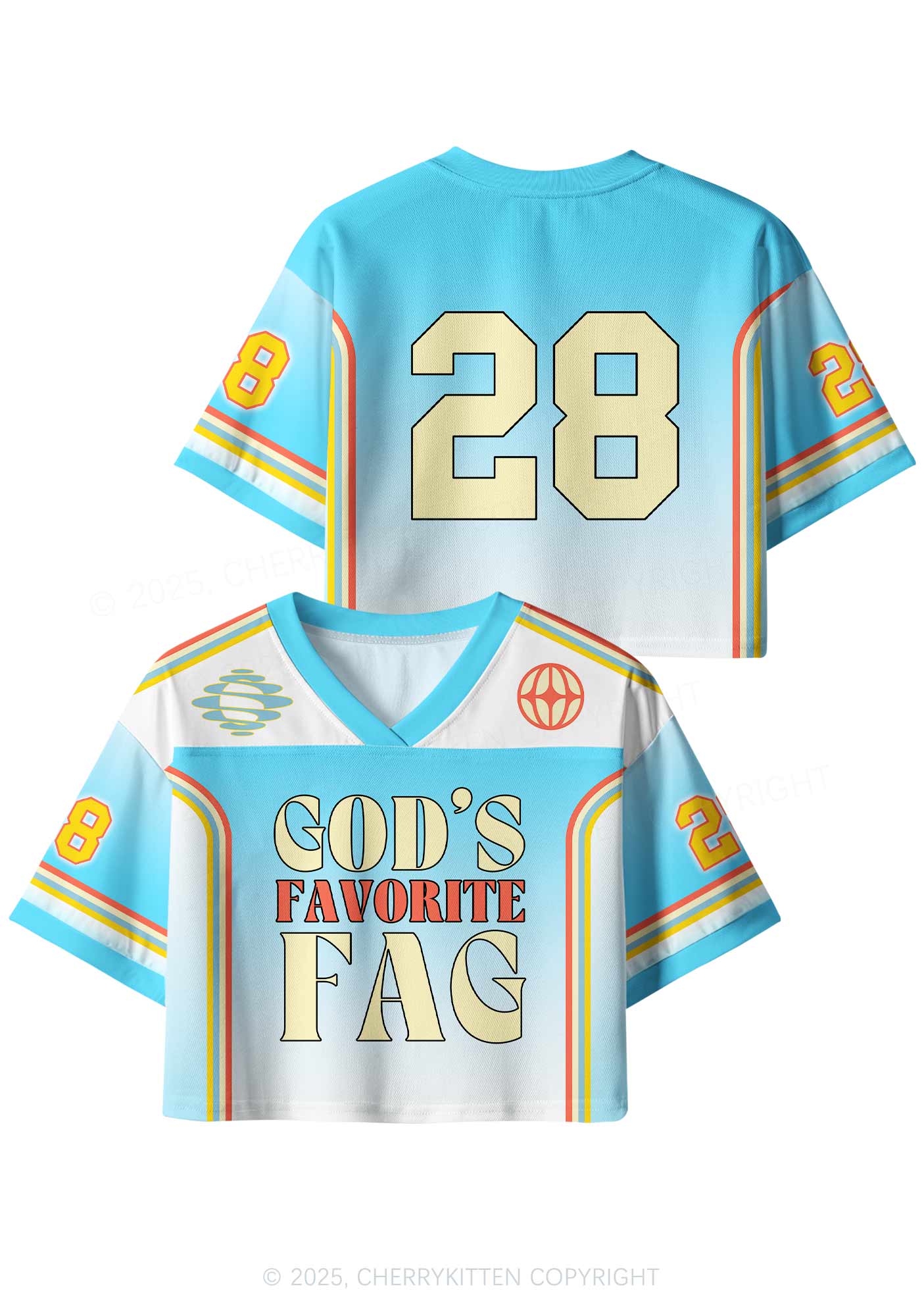 Custom Gods Fav Fag Pride Y2K Crop Sport Jersey Shirts Cherrykitten - Image 3