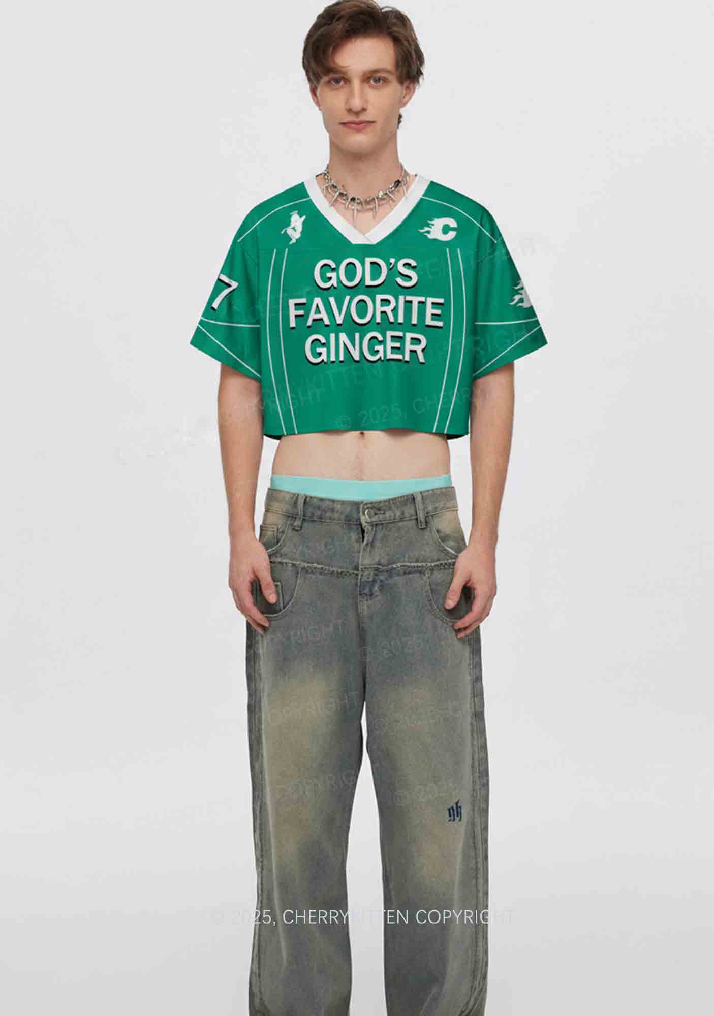 Custom Gods Favorite Ginger Y2K Crop Sport Jersey Shirts Cherrykitten - Image 2