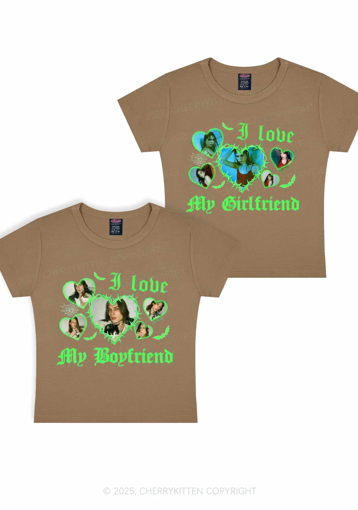 Custom Gothic GF BF Photos Y2K Valentine's Day Baby Tee Cherrykitten - Image 8