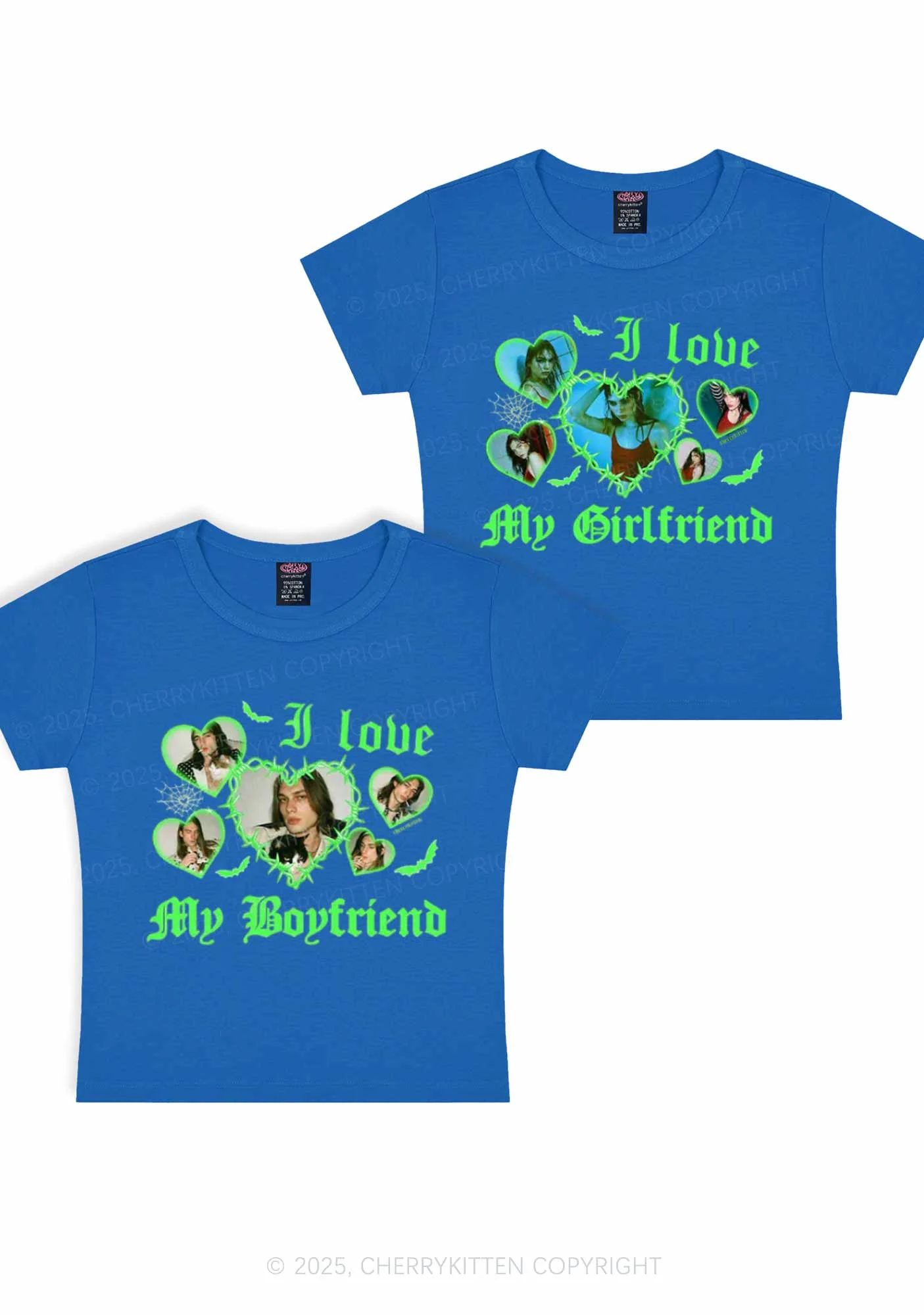 Custom Gothic GF BF Photos Y2K Valentine's Day Baby Tee Cherrykitten - Image 9