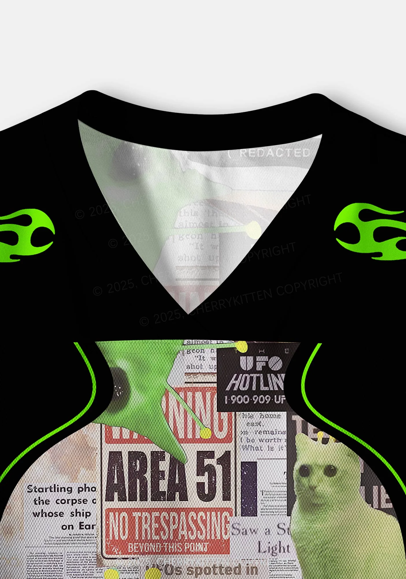 Custom Green Alien Kitten Y2K Crop Sport Jersey Shirts Cherrykitten - Image 3