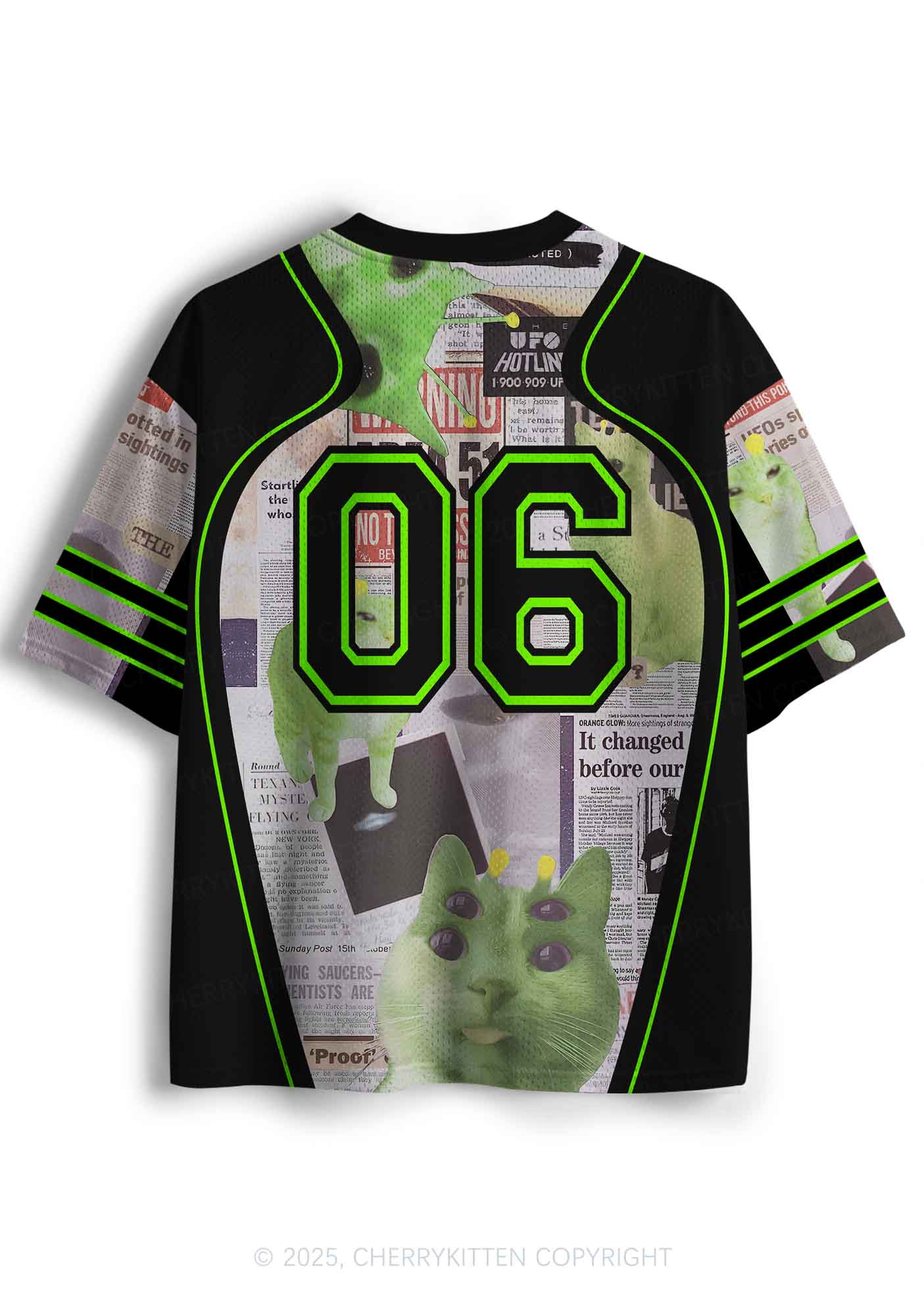 Custom Green Alien Kitten Y2K Sport Jersey Shirts Cherrykitten - Image 2