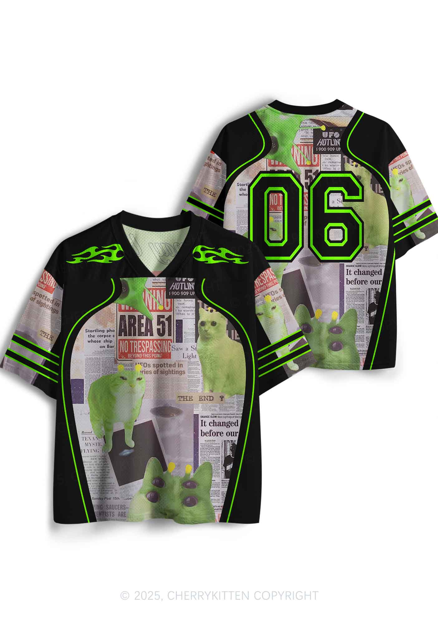 Custom Green Alien Kitten Y2K Sport Jersey Shirts Cherrykitten - Image 4