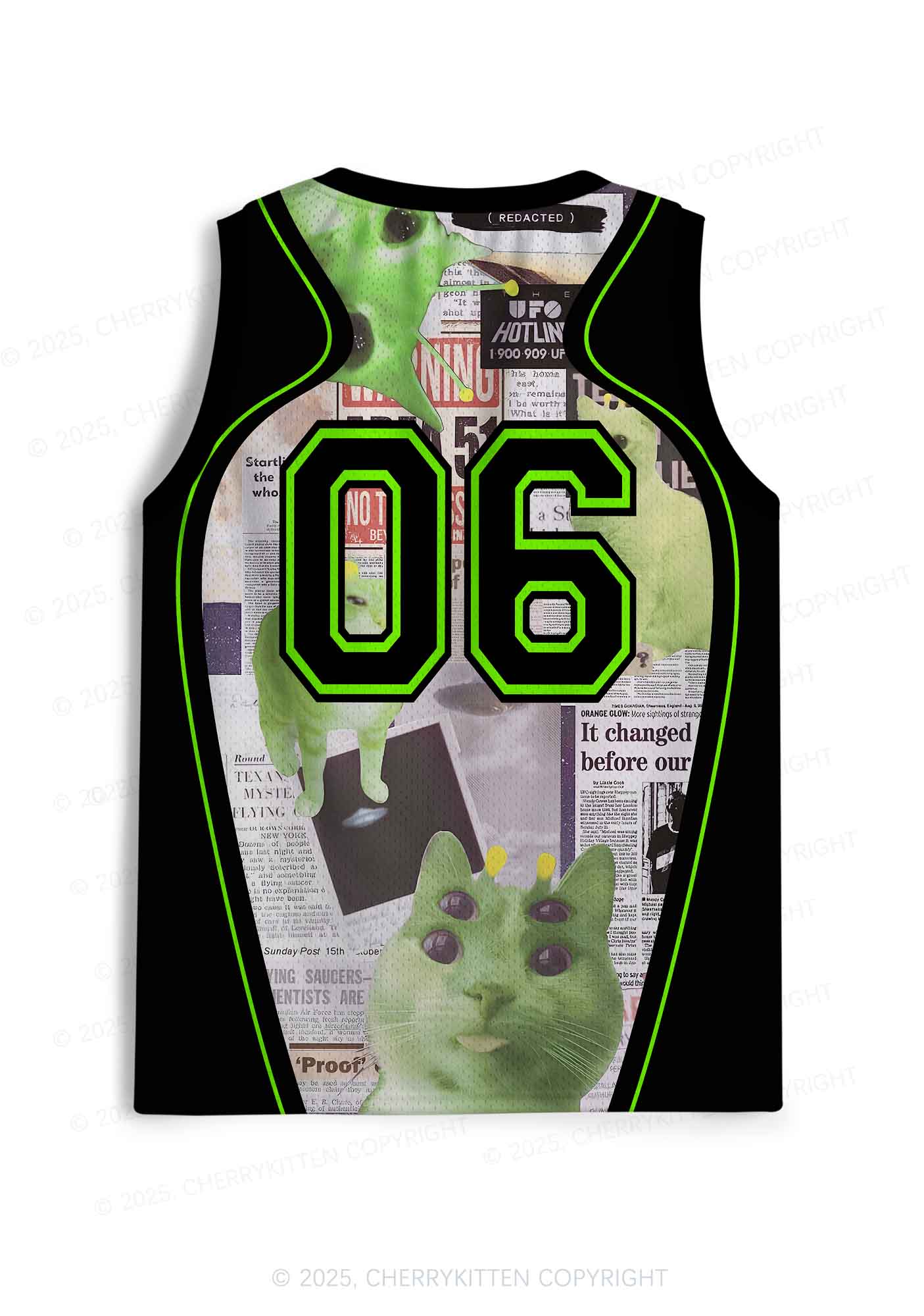 Custom Green Alien Kitten Y2K Sport Jersey Tank Cherrykitten - Image 2