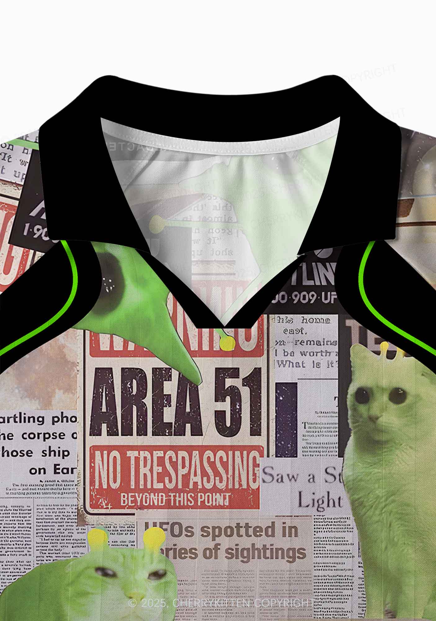 Custom Green Alien Kitten Y2K Sport Long Sleeve Jersey Shirts Cherrykitten - Image 4