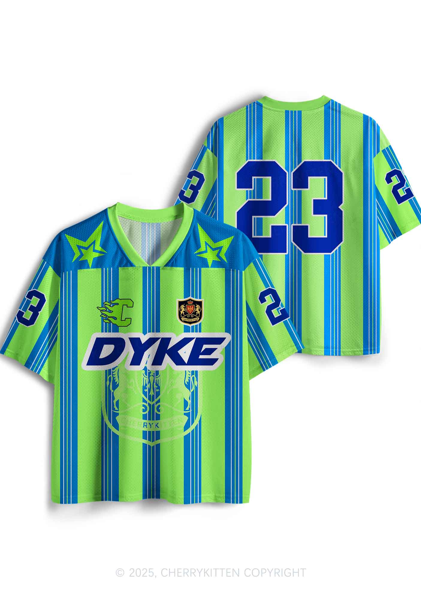 Custom Green DYKE Pride Y2K Sport Jersey Shirts Cherrykitten - Image 3