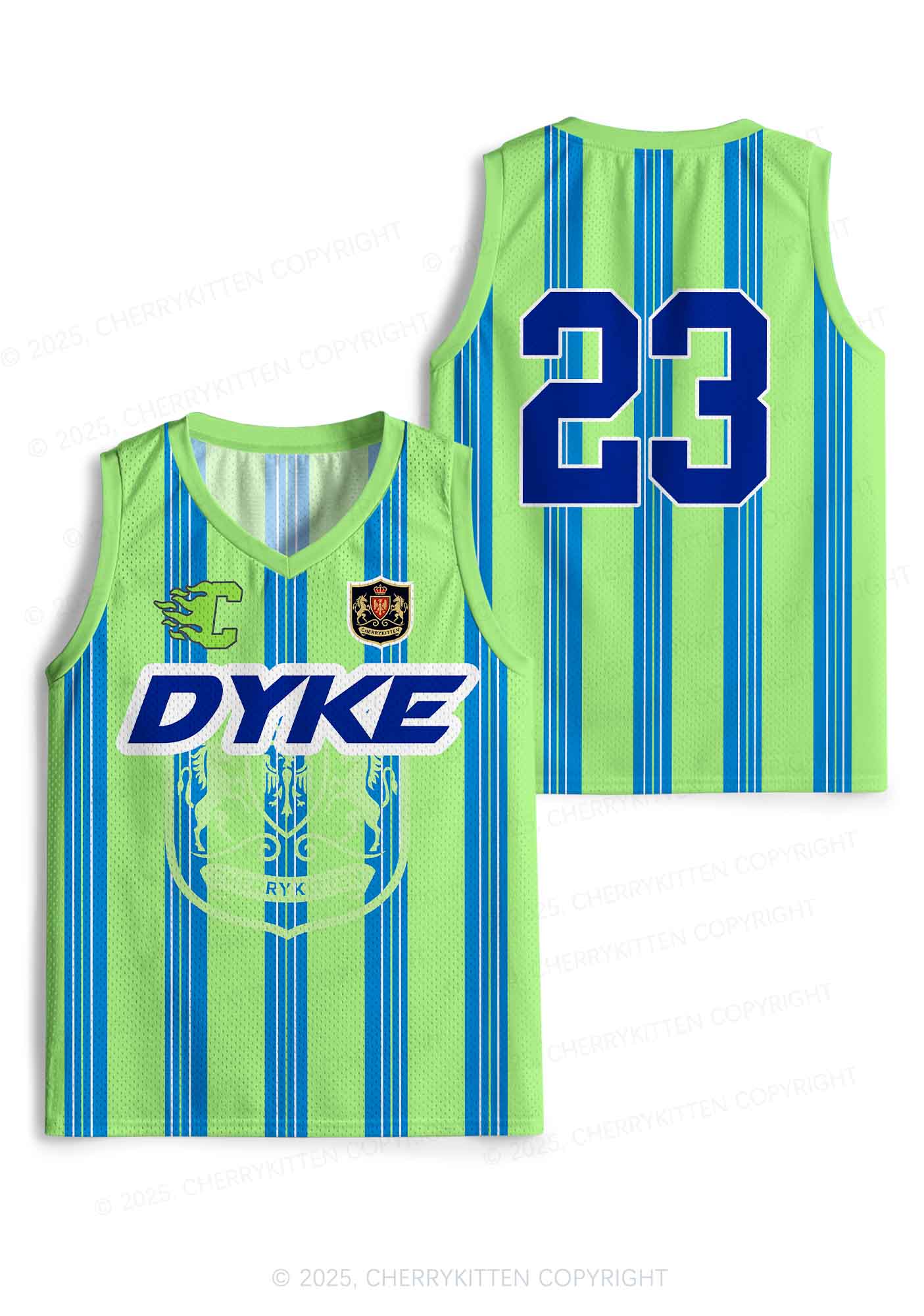 Custom Green DYKE Pride Y2K Sport Jersey Tank Cherrykitten - Image 3