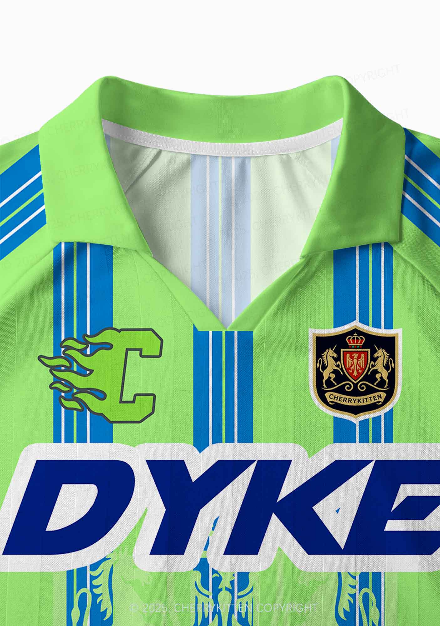 Custom Green DYKE Pride Y2K Sport Long Sleeve Jersey Shirts Cherrykitten - Image 3