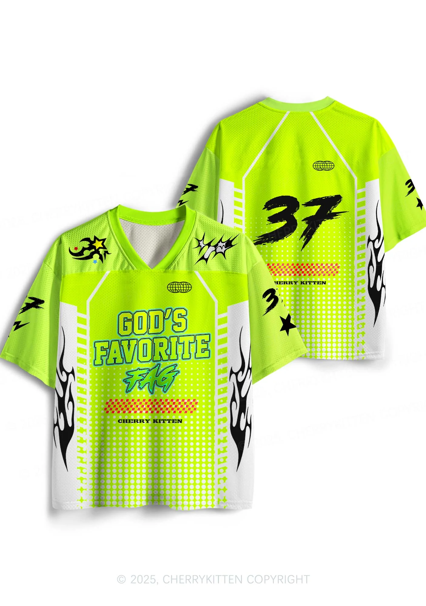 Custom Green Gods Favorite Fag Pride Y2K Sport Jersey Shirts Cherrykitten - Image 3