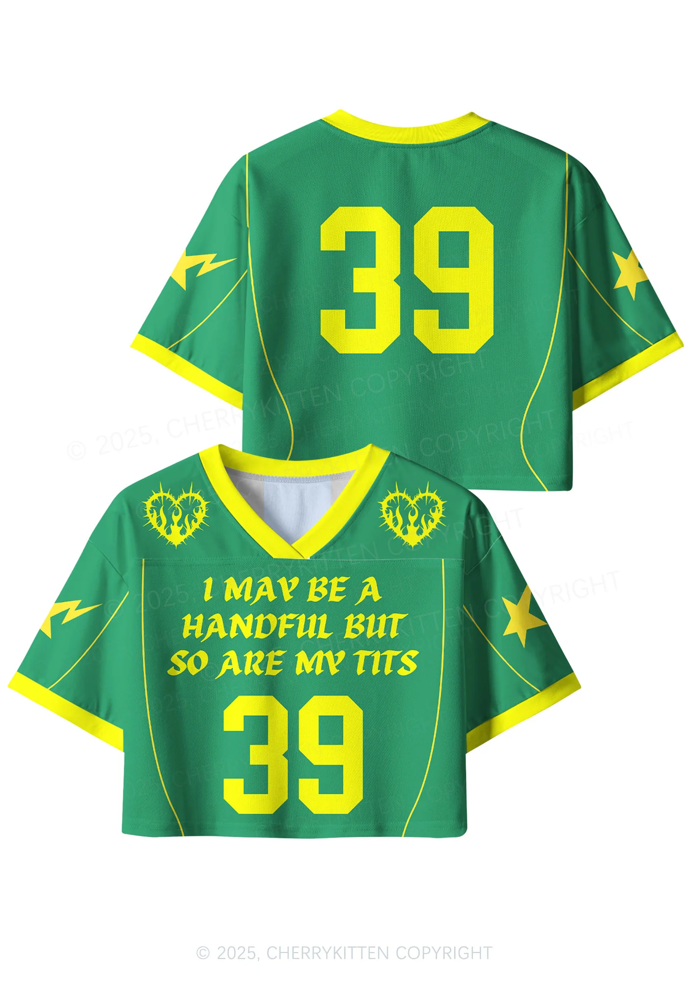 Custom Green May Be Handful Y2K Crop Sport Jersey Shirts Cherrykitten - Image 3