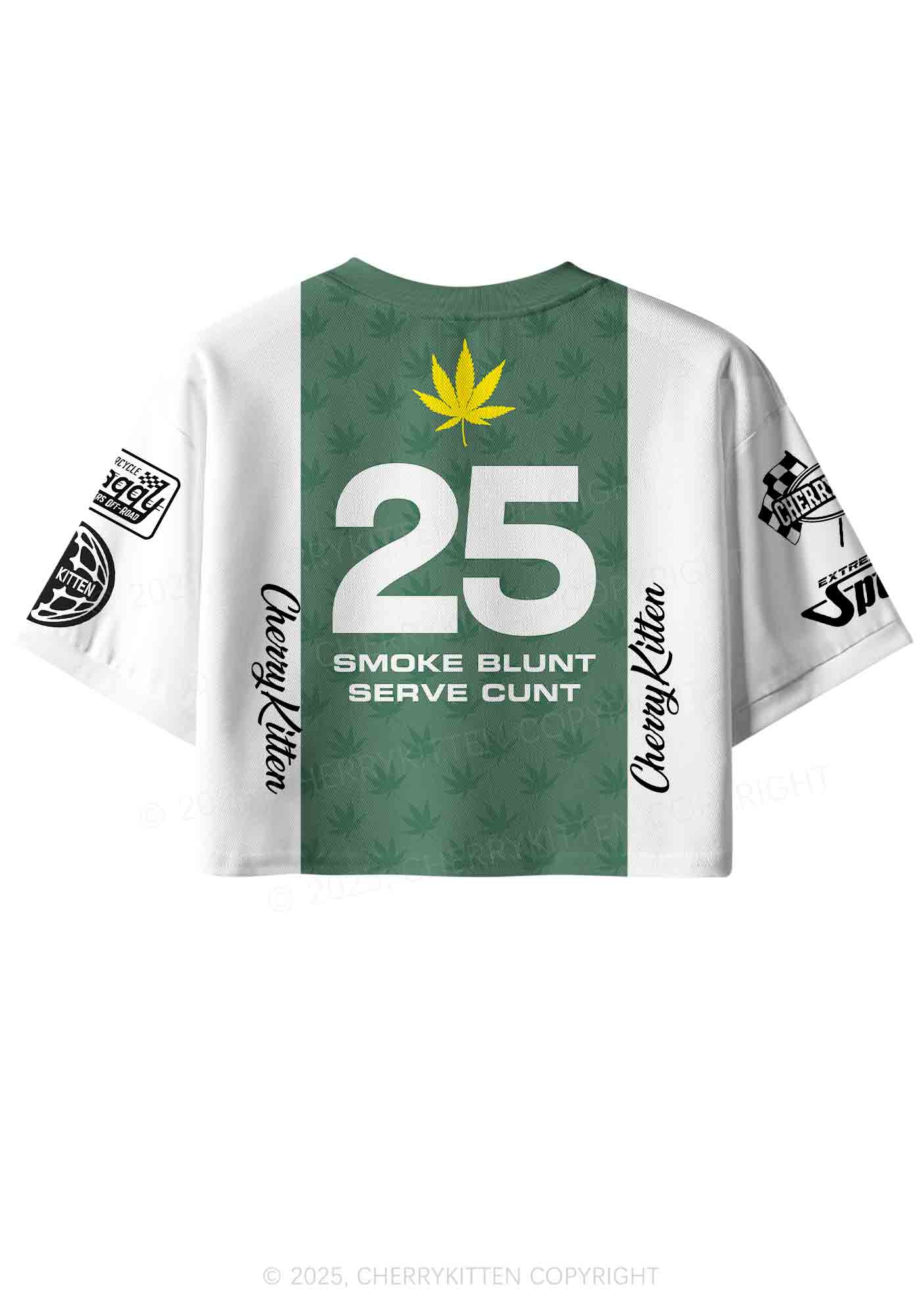Custom Green Racing Smoke Blunt Y2K Crop Sport Jersey Shirts Cherrykitten - Image 3