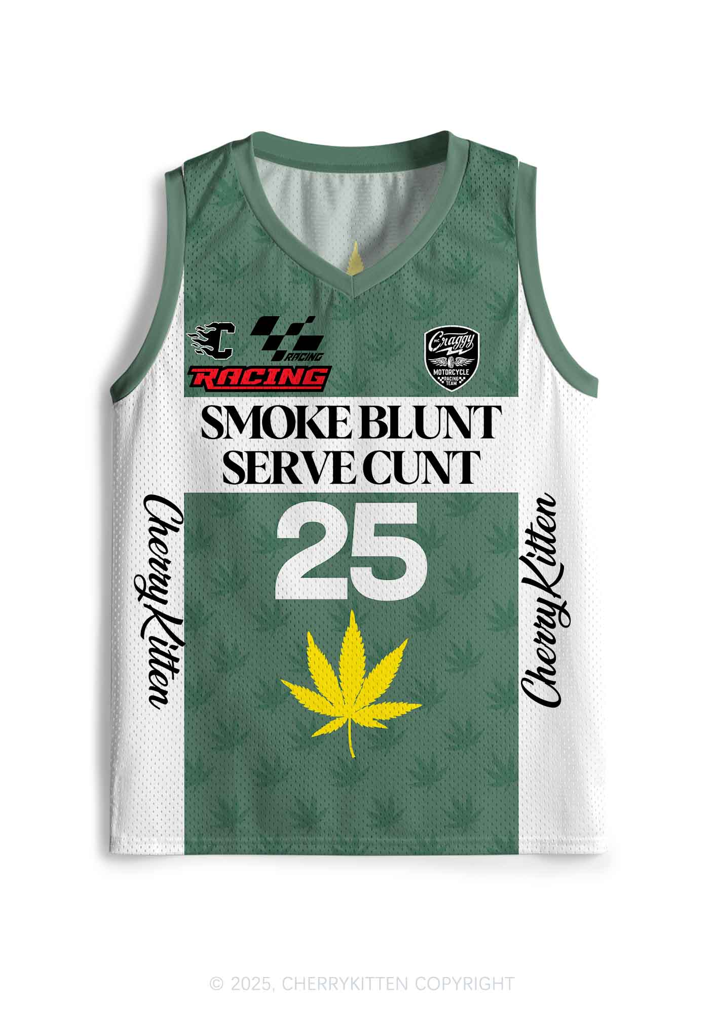 Custom Green Racing Smoke Blunt Y2K Sport Jersey Tank Cherrykitten - Image 2