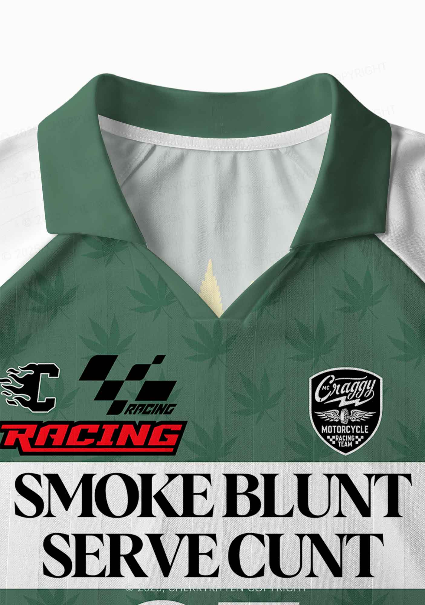 Custom Green Racing Smoke Blunt Y2K Sport Long Sleeve Jersey Shirts Cherrykitten - Image 3