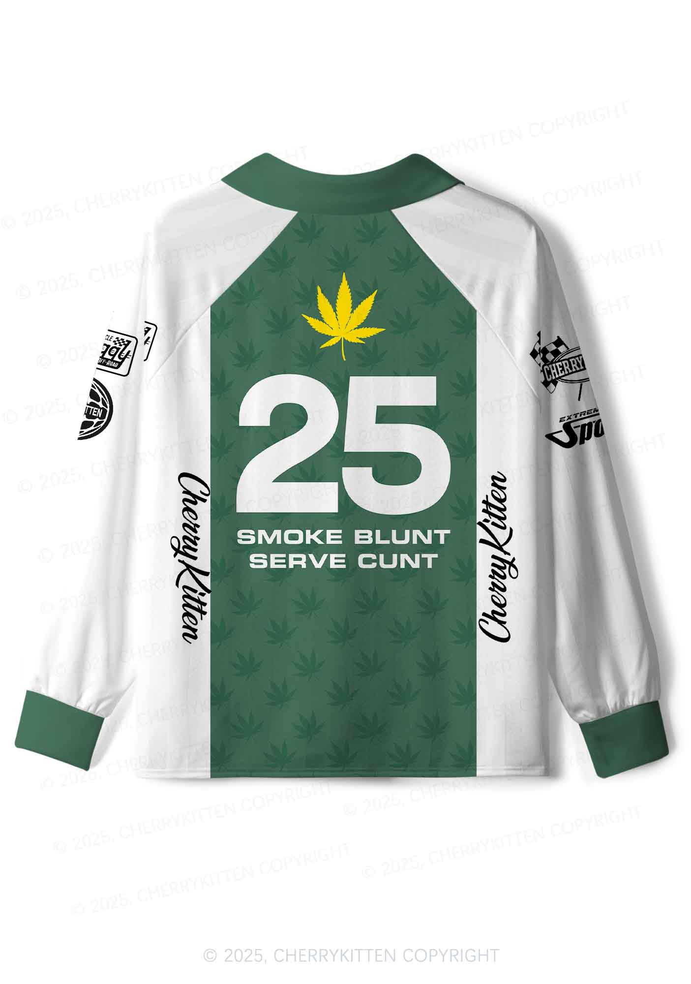 Custom Green Racing Smoke Blunt Y2K Sport Long Sleeve Jersey Shirts Cherrykitten - Image 4
