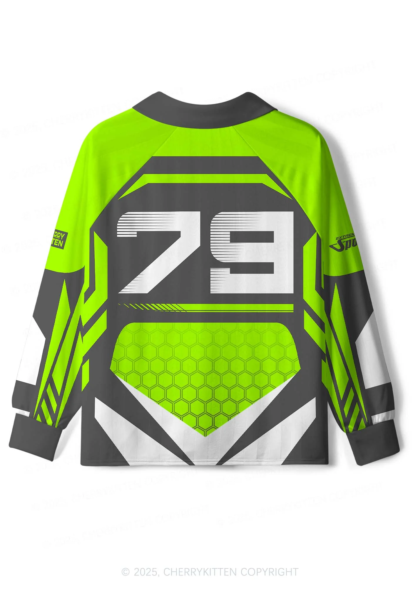 Custom Green Ride A DJ Y2K Sport Long Sleeve Jersey Shirts Cherrykitten - Image 2