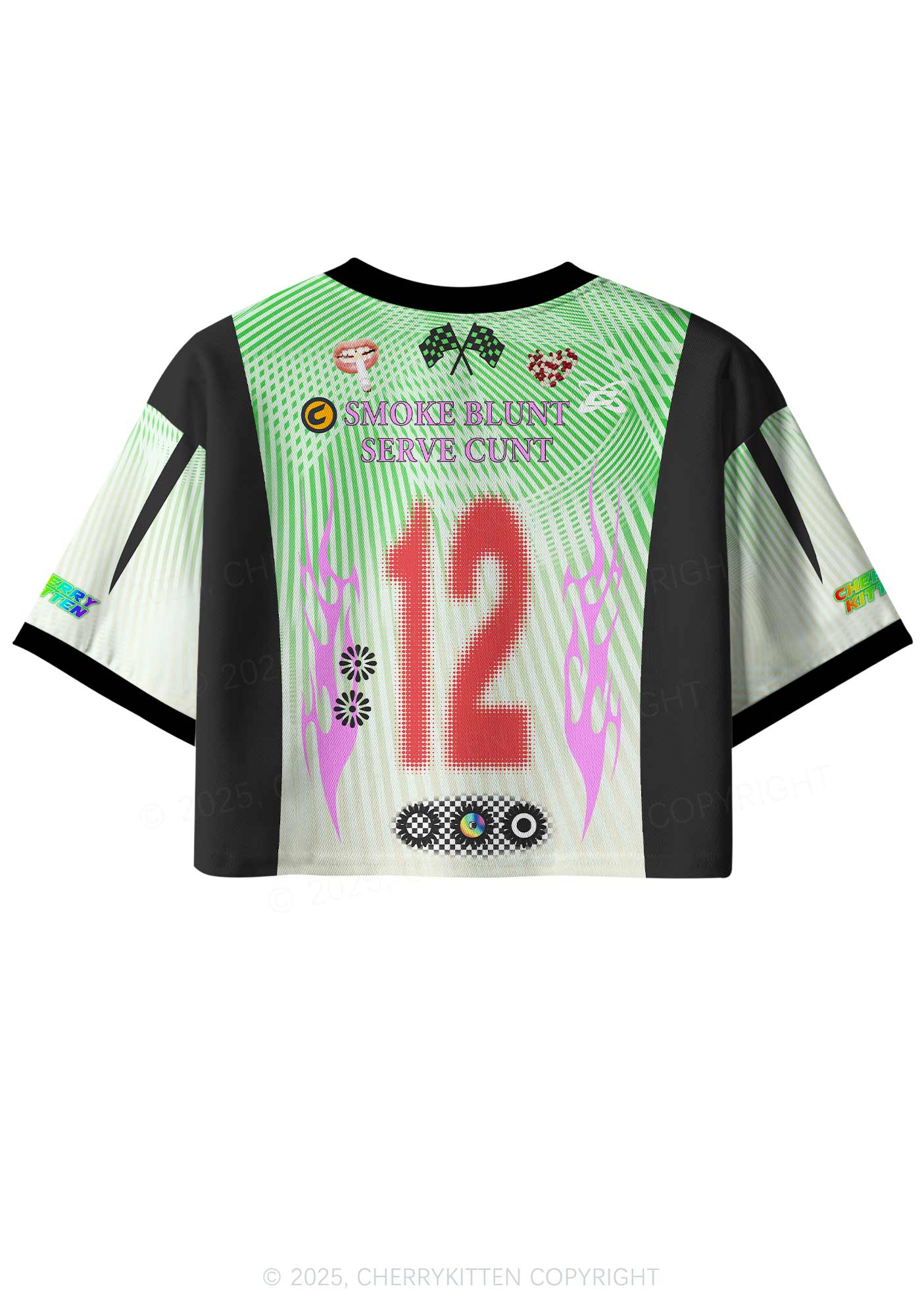 Custom Green Smoke Blunt Y2K Crop Sport Jersey Shirts Cherrykitten - Image 2