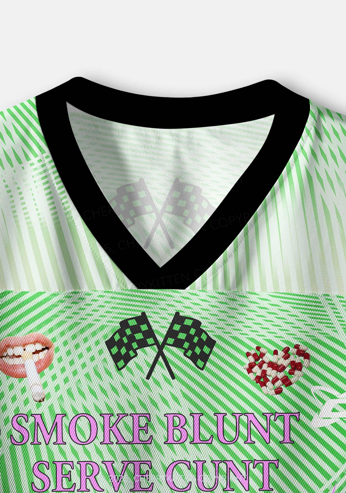 Custom Green Smoke Blunt Y2K Crop Sport Jersey Shirts Cherrykitten - Image 3