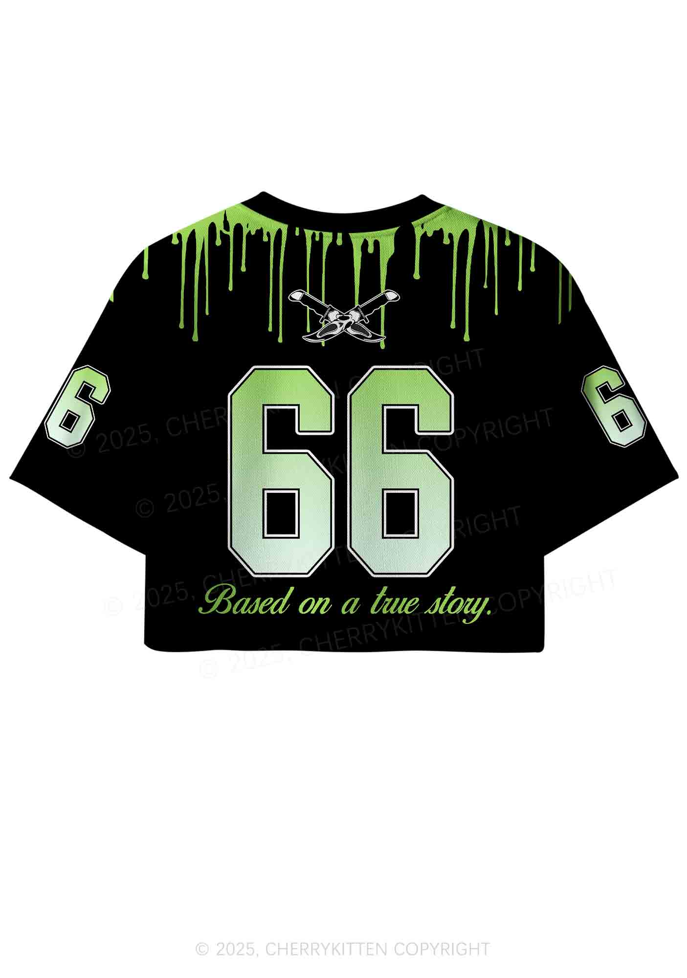 Custom Halloween Black Stab Ghost Y2K Crop Sport Jersey Shirts Cherrykitten - Image 3