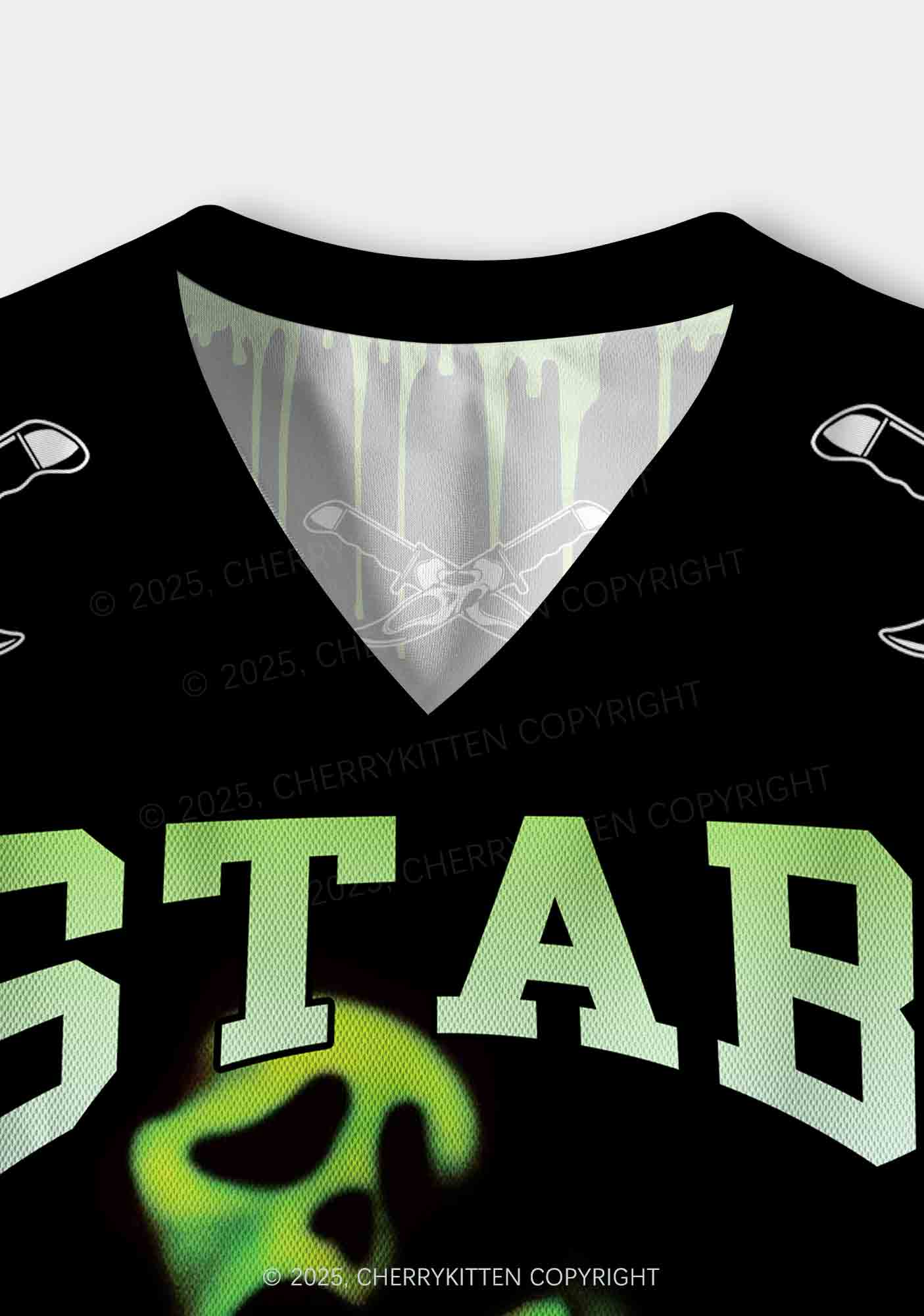 Custom Halloween Black Stab Ghost Y2K Crop Sport Jersey Shirts Cherrykitten - Image 4