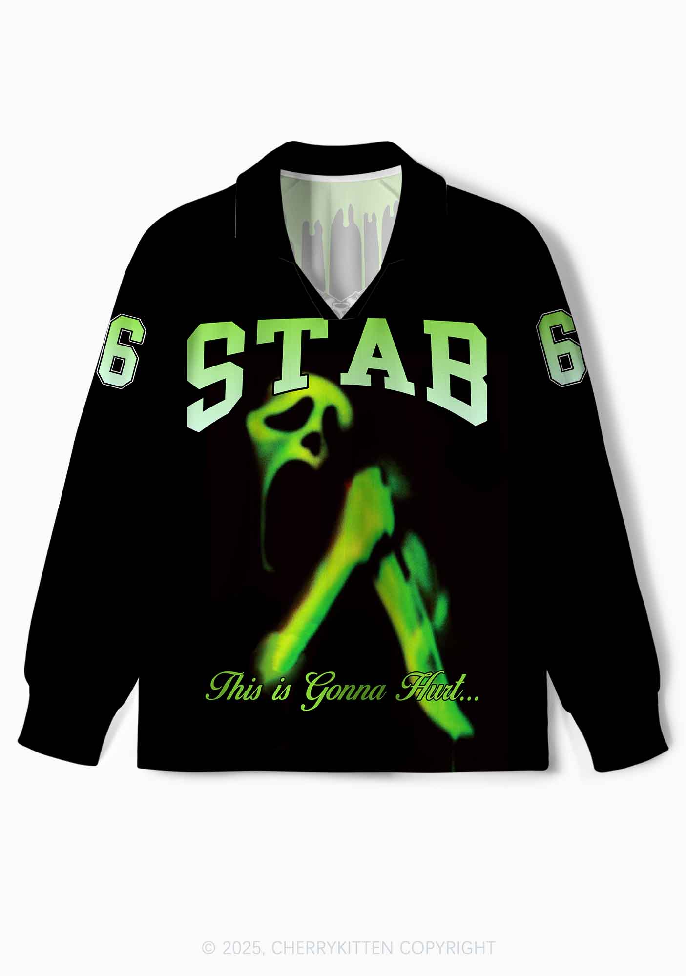 Custom Halloween Black Stab Ghost Y2K Long Sleeve Sport Jersey Shirts Cherrykitten - Image 2