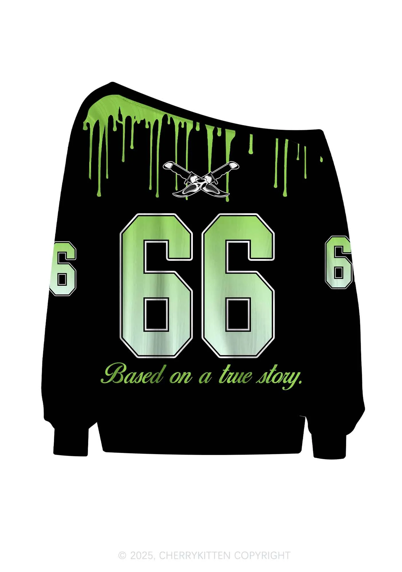 Custom Halloween Black Stab Ghost Y2K Off Shoulder Long Sleeve Sport Jersey Shirts Cherrykitten - Image 3