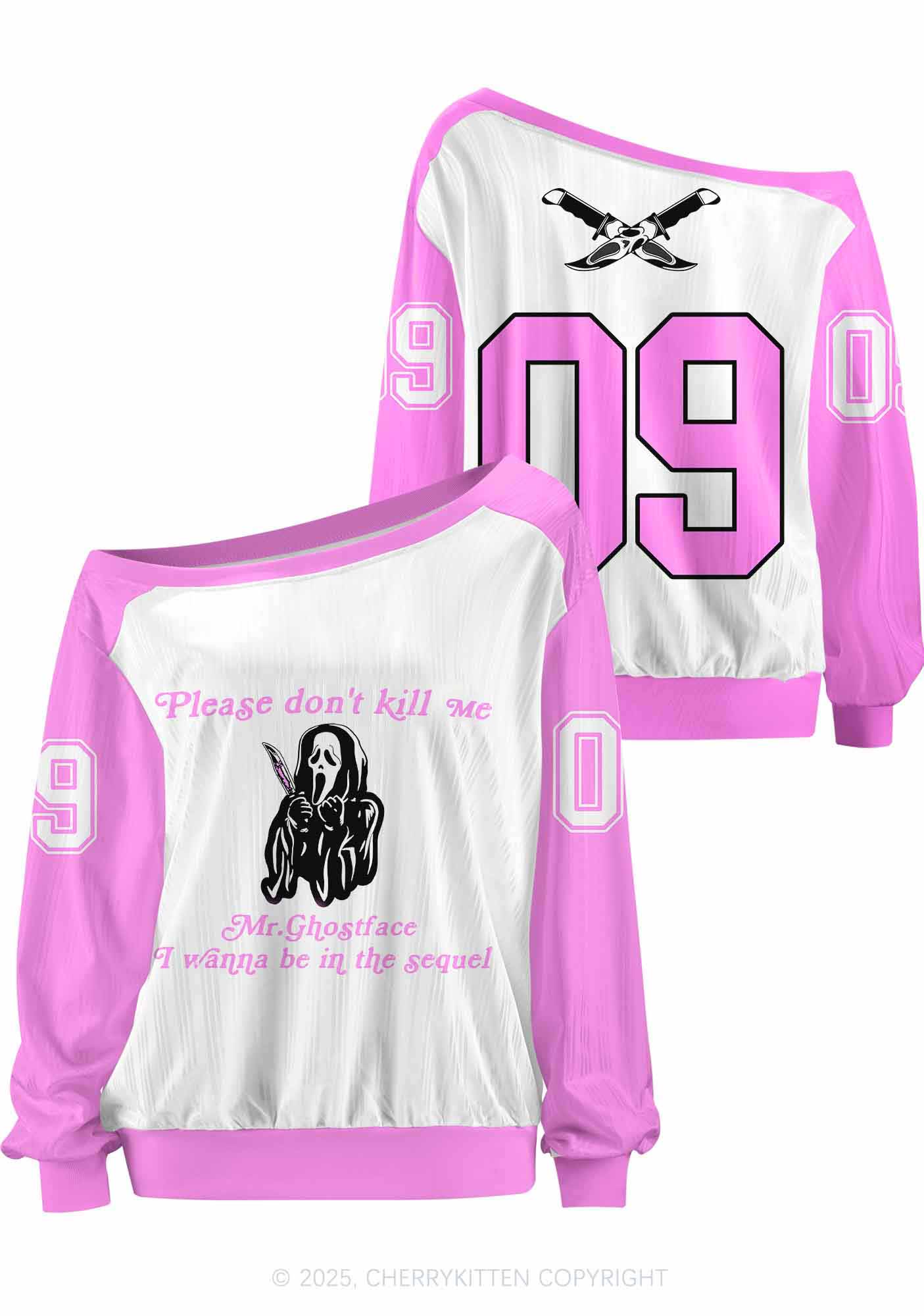 Custom Halloween Dont Kill Me Y2K Off Shoulder Long Sleeve Sport Jersey Shirts Cherrykitten - Image 3