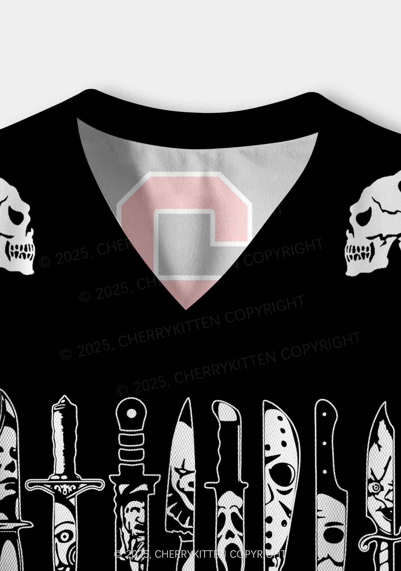 Custom Halloween Ghost Knife Y2K Crop Sport Jersey Shirts Cherrykitten - Image 4