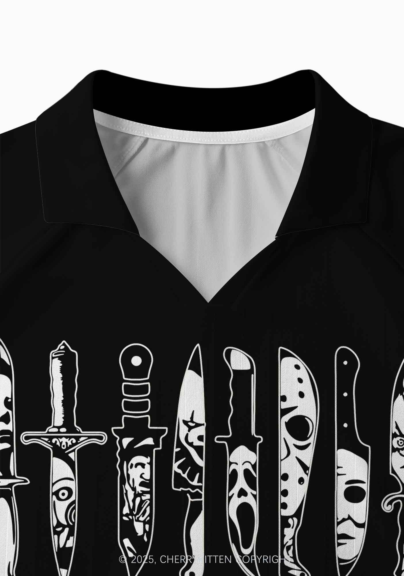 Custom Halloween Ghost Knife Y2K Long Sleeve Sport Jersey Shirts Cherrykitten - Image 4