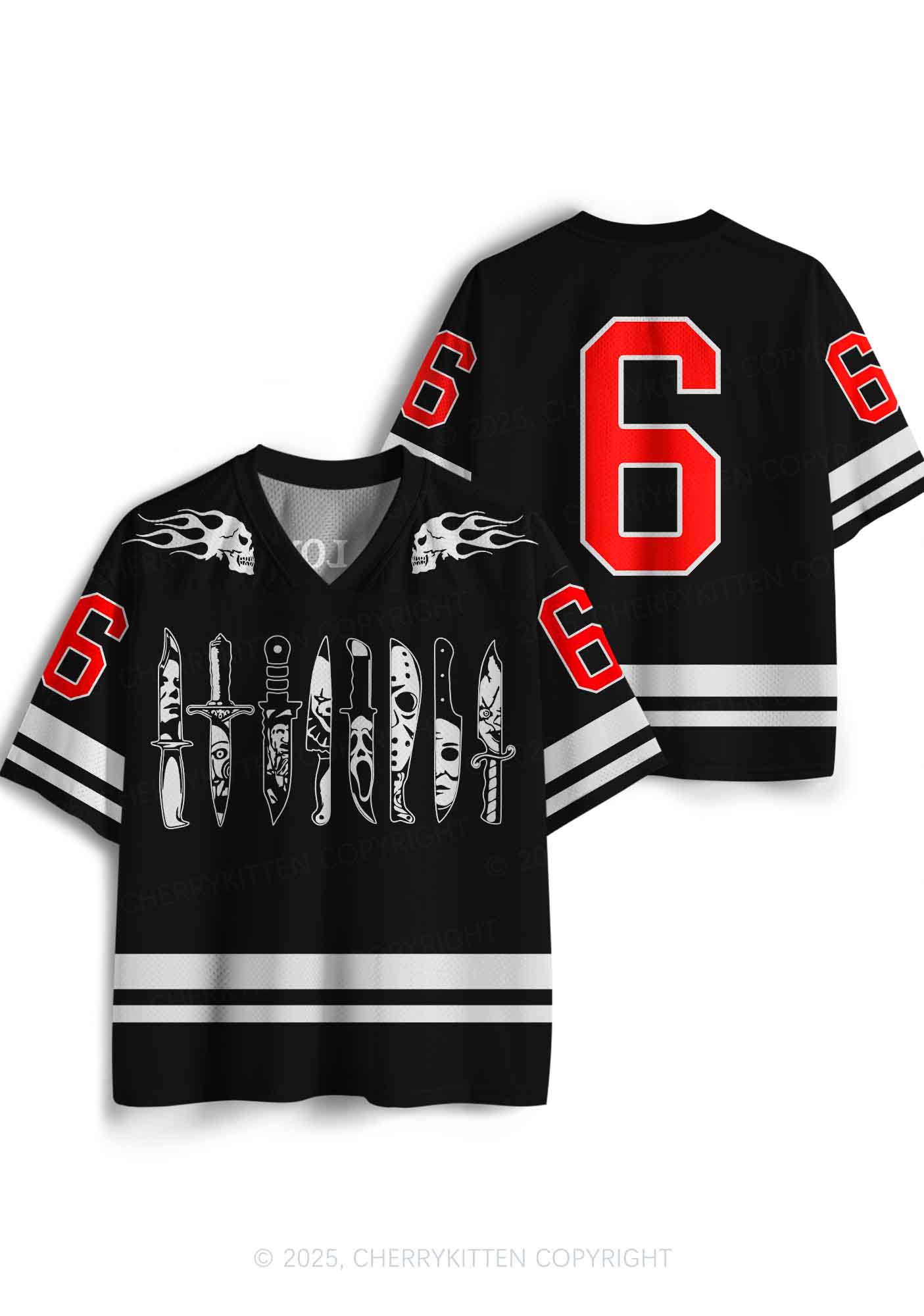 Custom Halloween Ghost Knife Y2K Sport Jersey Shirts Cherrykitten - Image 3